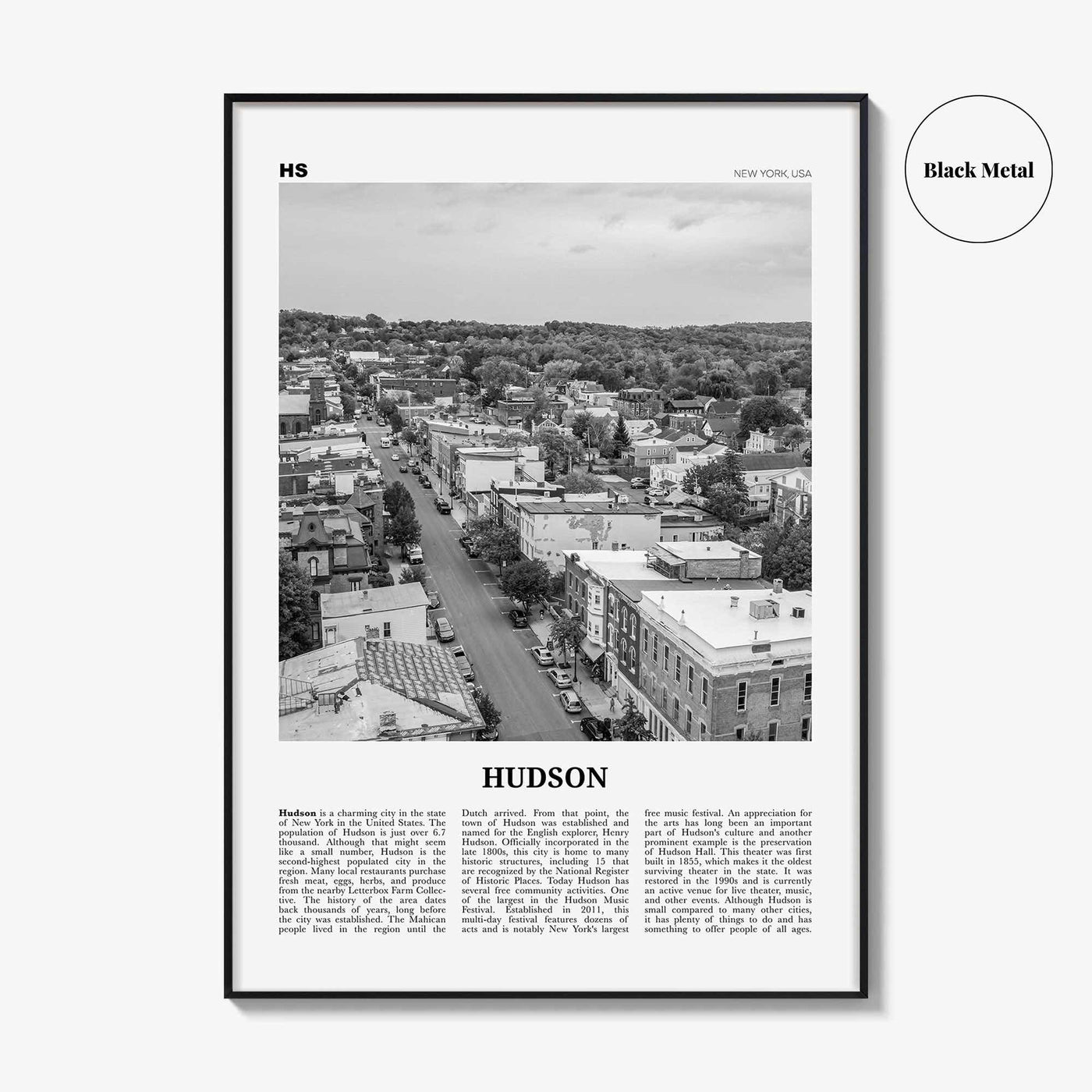 Hudson Print Black and White, Hudson Wall Art, Hudson Poster, Hudson Photo, Hudson Wall Décor, New York, USA, United States