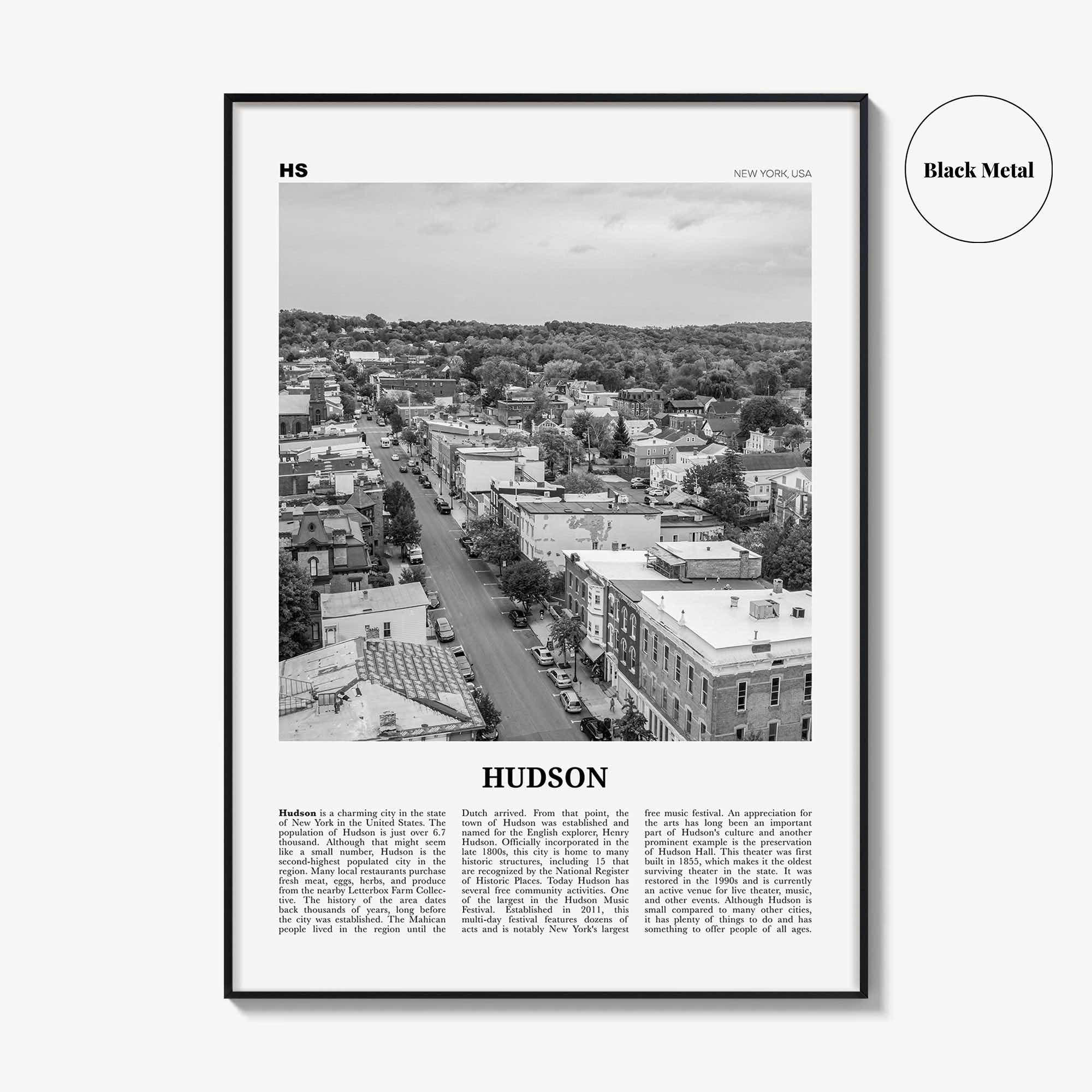 Hudson Print Black and White, Hudson Wall Art, Hudson Poster, Hudson Photo, Hudson Wall Décor, New York, USA, United States