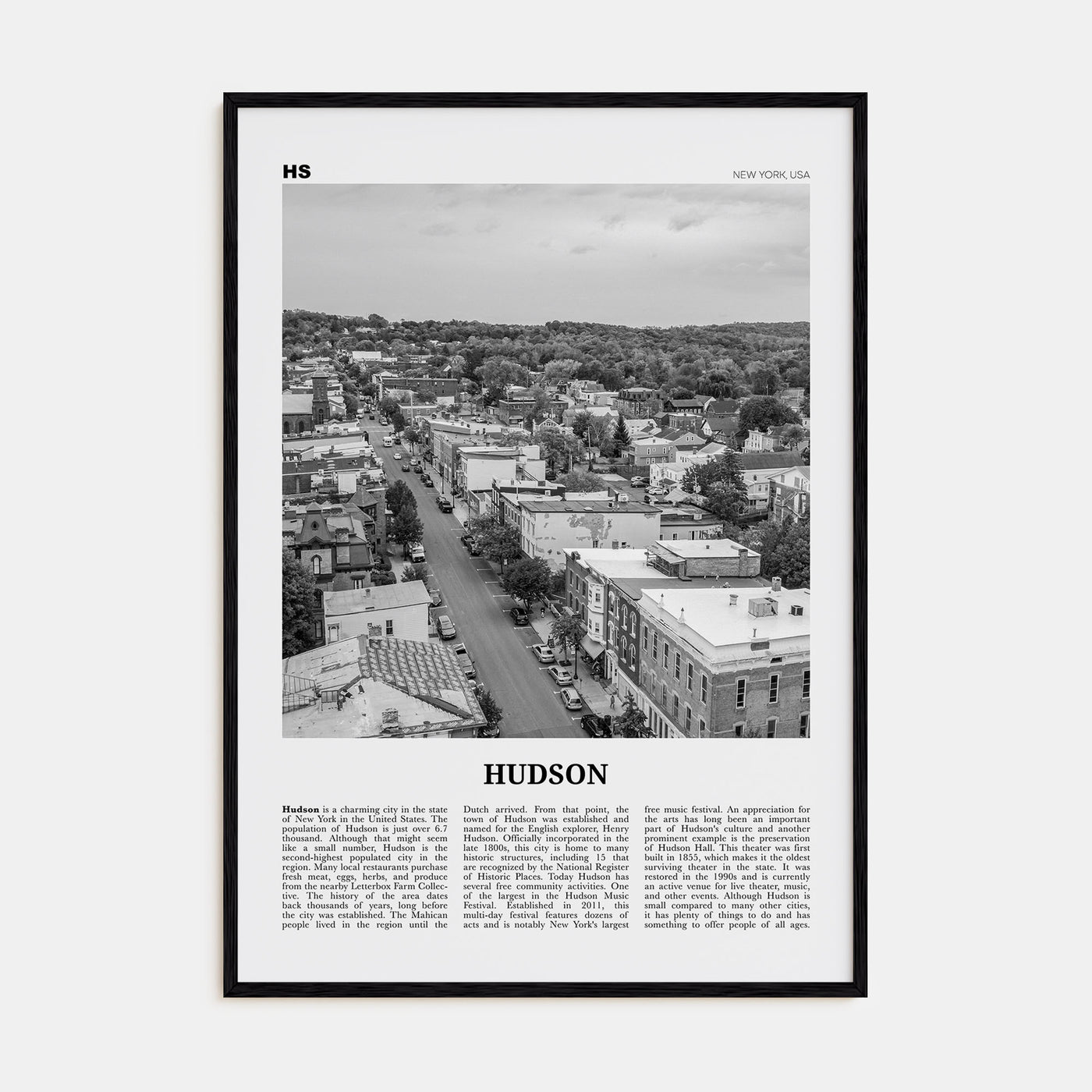 Hudson Travel B&W Poster