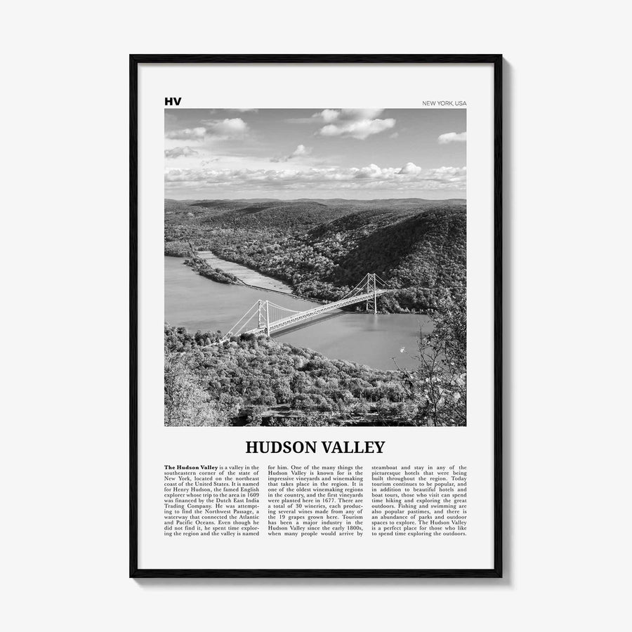 Hudson Valley Print Black and White, Hudson Valley Wall Art, Hudson Valley Poster, Hudson Valley Photo, New York, USA