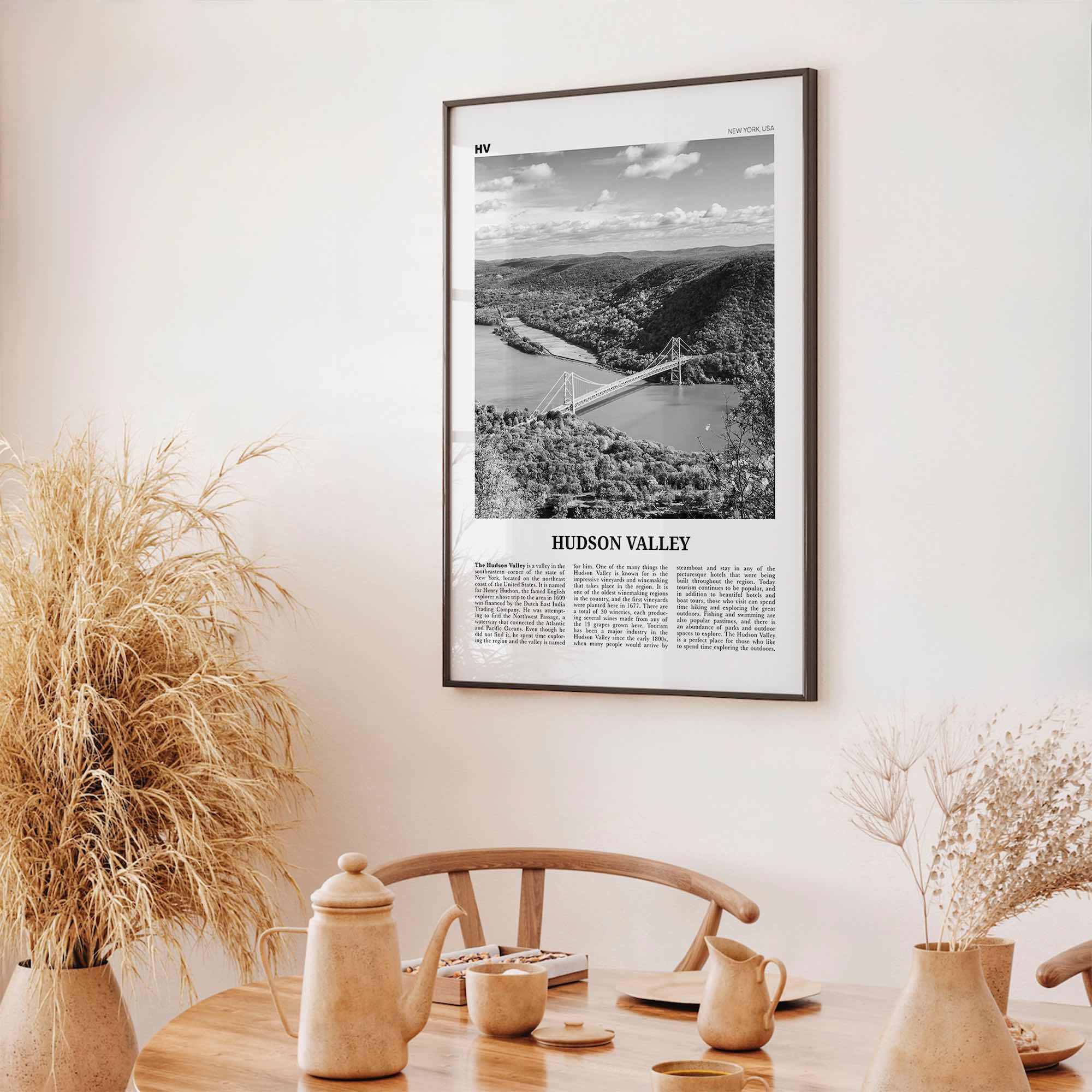 Hudson Valley Print Black and White, Hudson Valley Wall Art, Hudson Valley Poster, Hudson Valley Photo, New York, USA