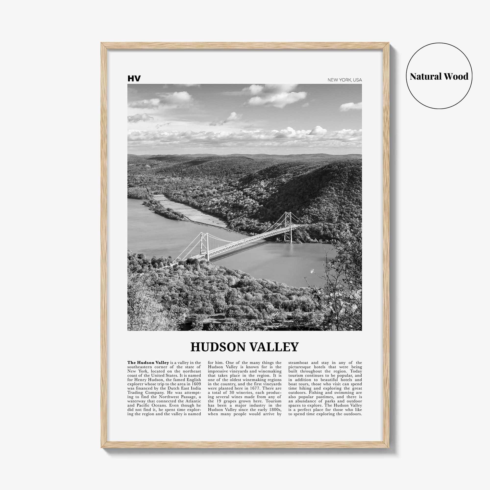 Hudson Valley Print Black and White, Hudson Valley Wall Art, Hudson Valley Poster, Hudson Valley Photo, New York, USA