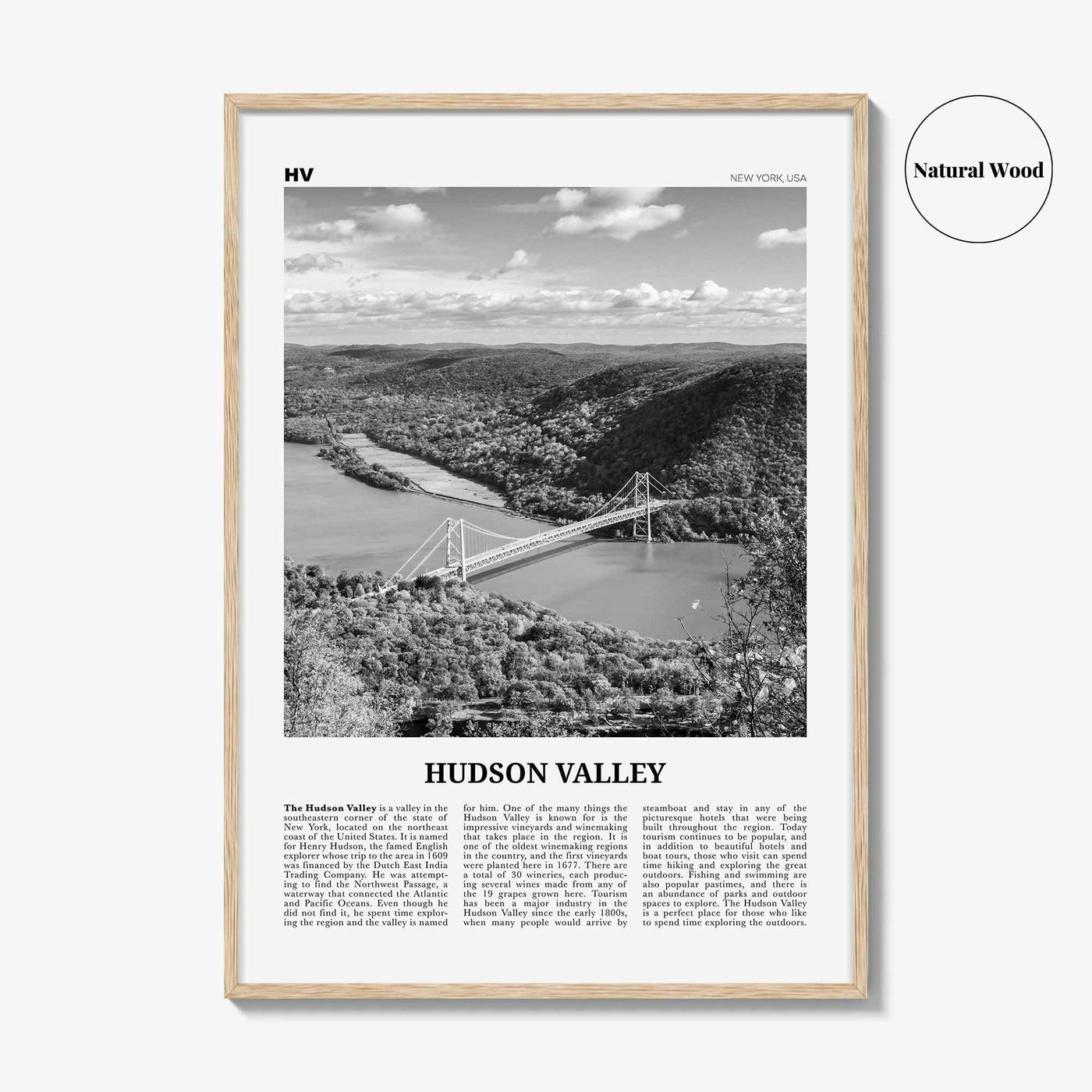 Hudson Valley Print Black and White, Hudson Valley Wall Art, Hudson Valley Poster, Hudson Valley Photo, New York, USA