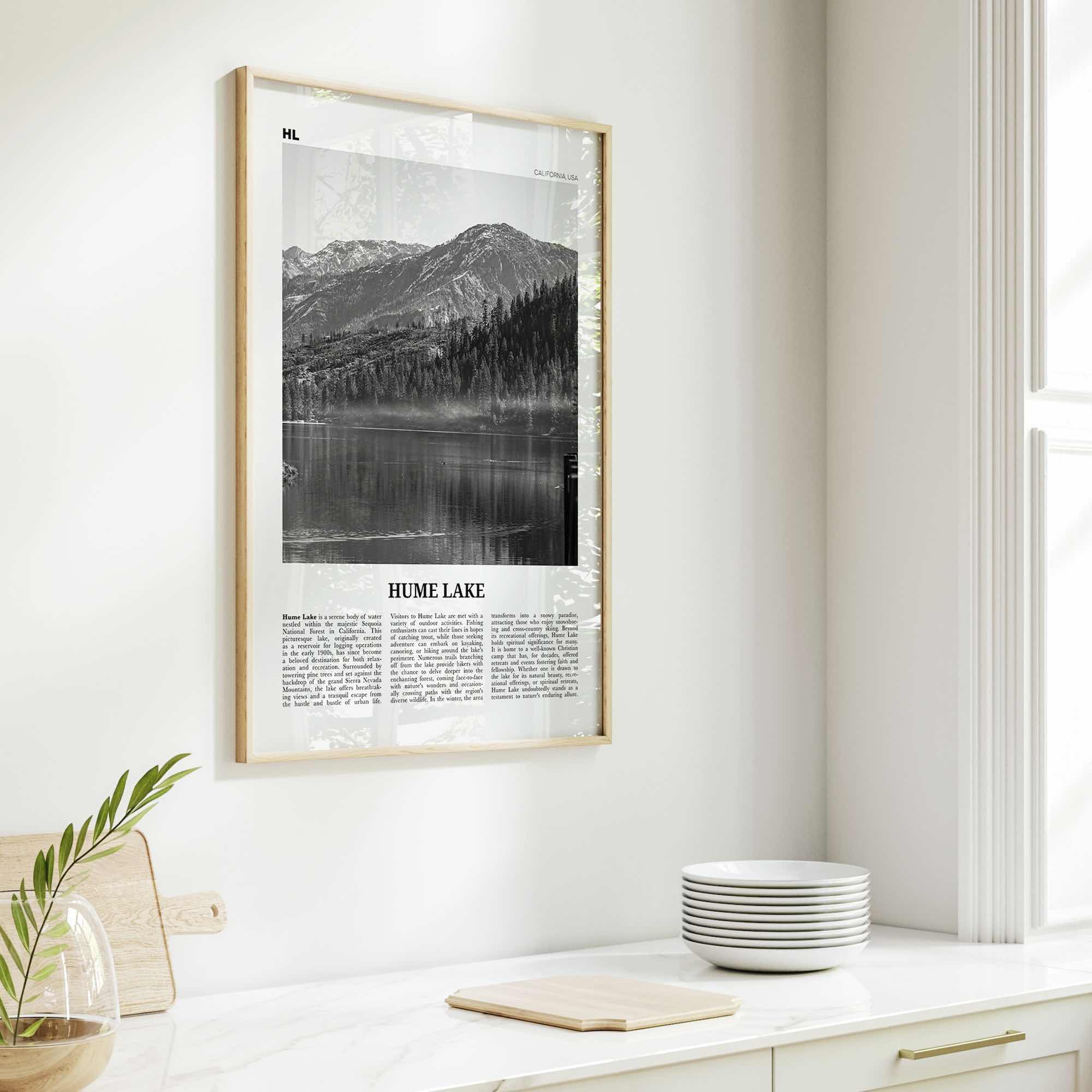 Hume Lake Print Black and White, Hume Lake Wall Art, Hume Lake Poster, Hume Lake Photo, Hume Lake Wall Décor, Hume Lake Map Poster
