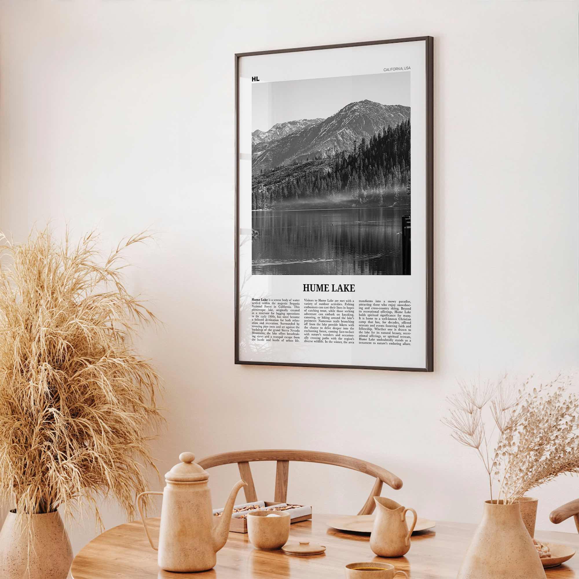 Hume Lake Print Black and White, Hume Lake Wall Art, Hume Lake Poster, Hume Lake Photo, Hume Lake Wall Décor, Hume Lake Map Poster