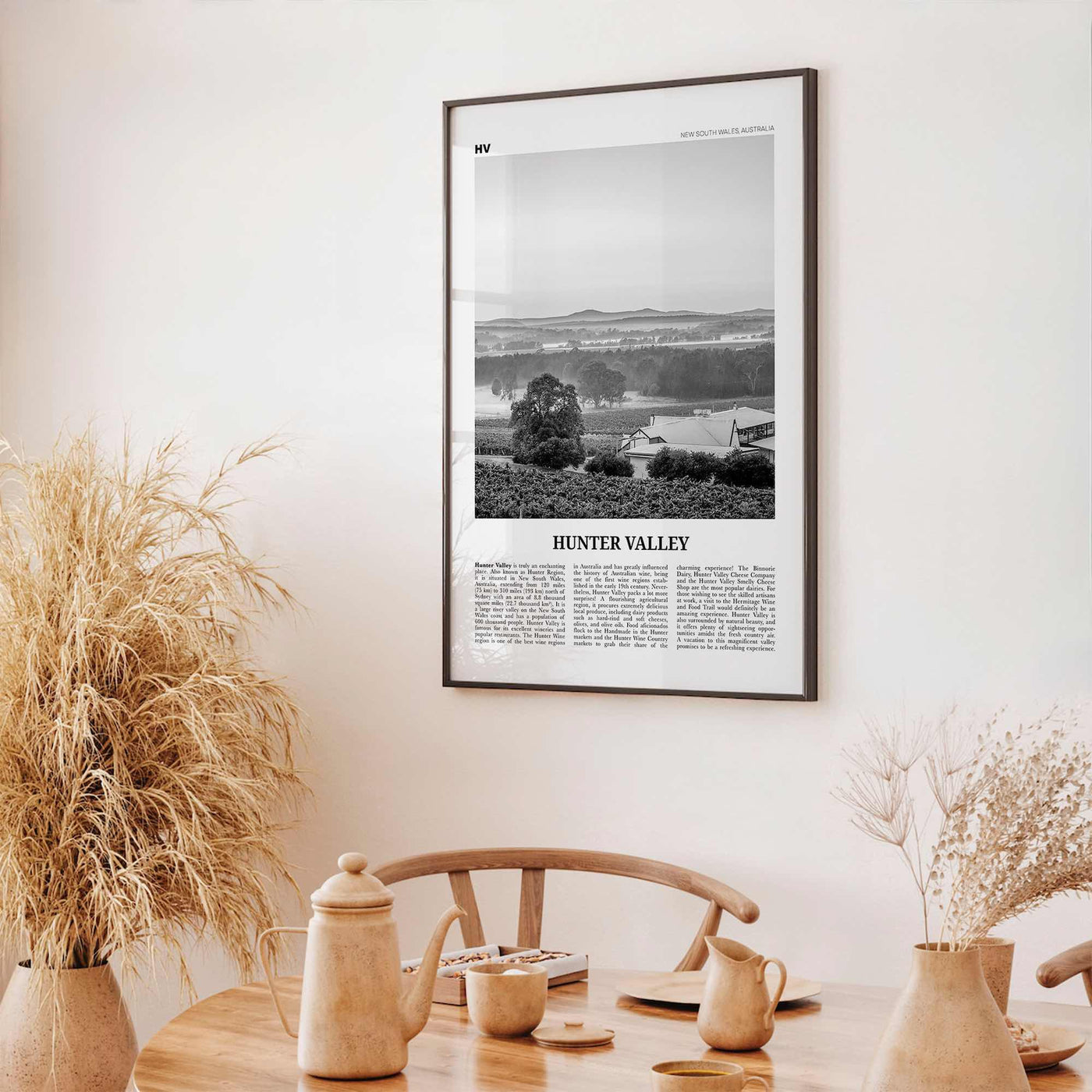 Hunter Valley Print Black and White, Hunter Valley Wall Art, Hunter Valley Poster, Hunter Valley Photo, Hunter Valley Map, Australia