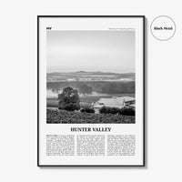 Hunter Valley Print Black and White, Hunter Valley Wall Art, Hunter Valley Poster, Hunter Valley Photo, Hunter Valley Map, Australia