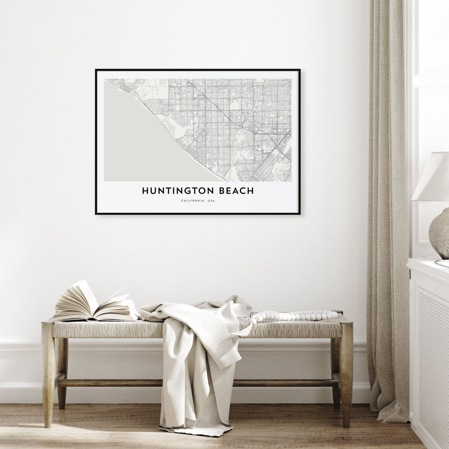 Huntington Beach Map Landscape Poster
