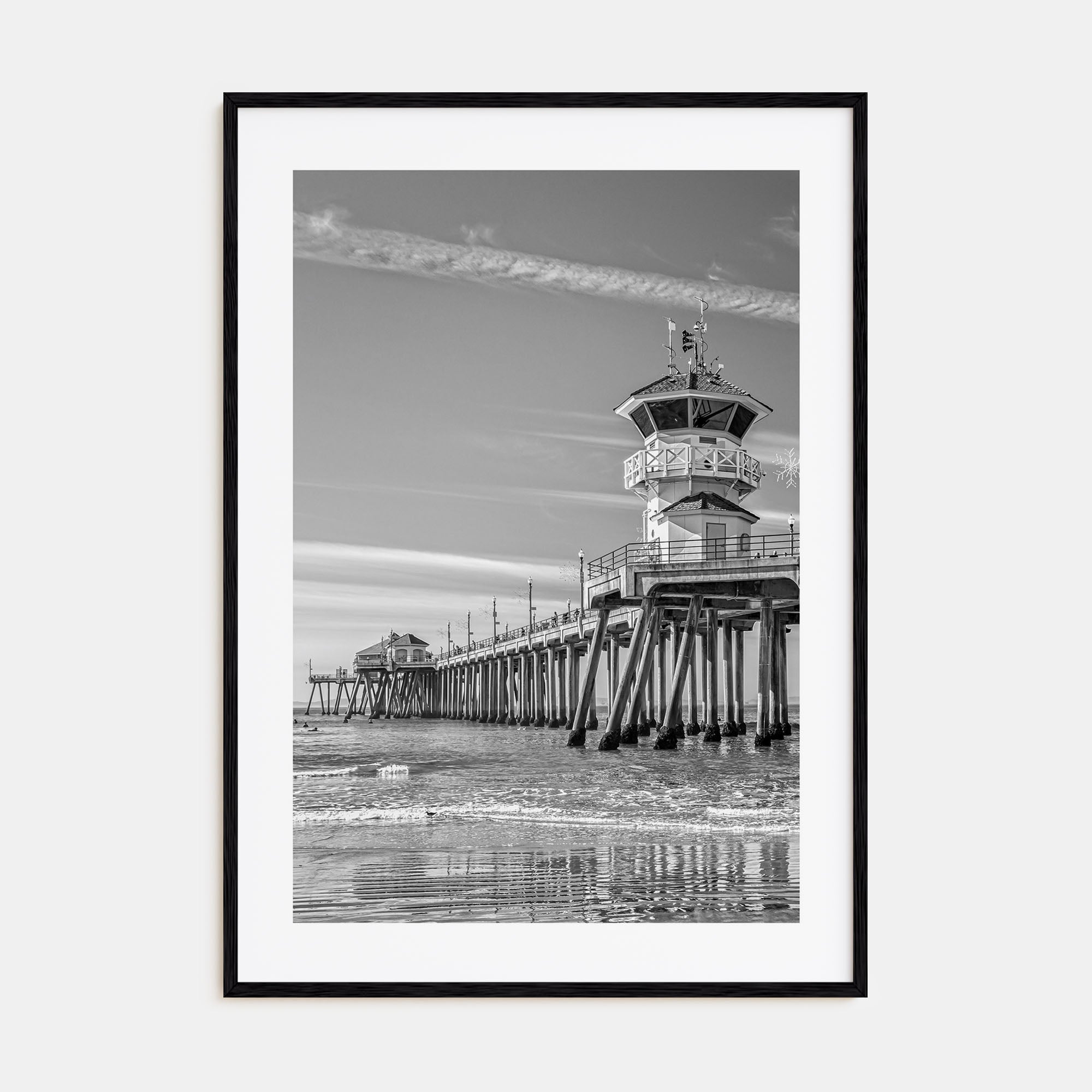 Huntington Beach Photo B&W Poster