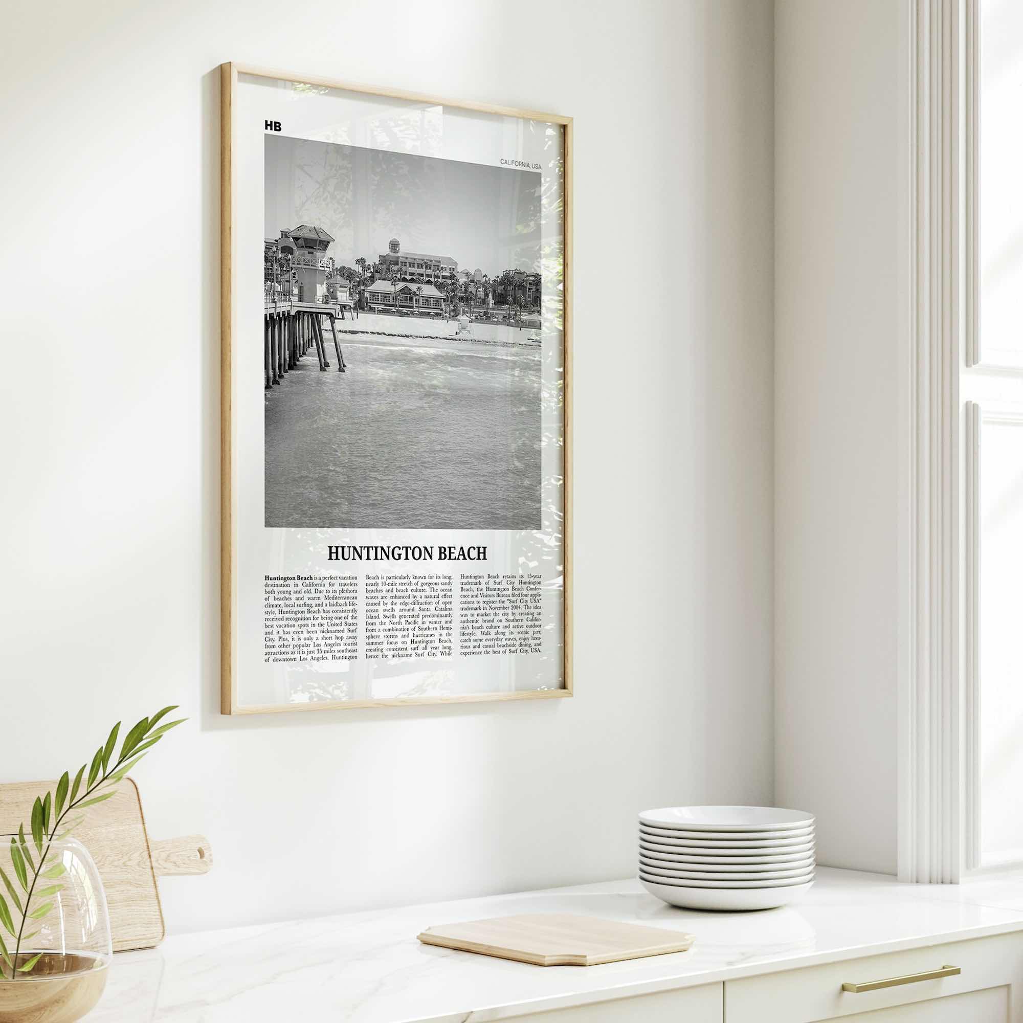 Huntington Beach Print Black and White No 1, Huntington Beach Wall Art, Huntington Beach Poster, Huntington Beach, California, USA