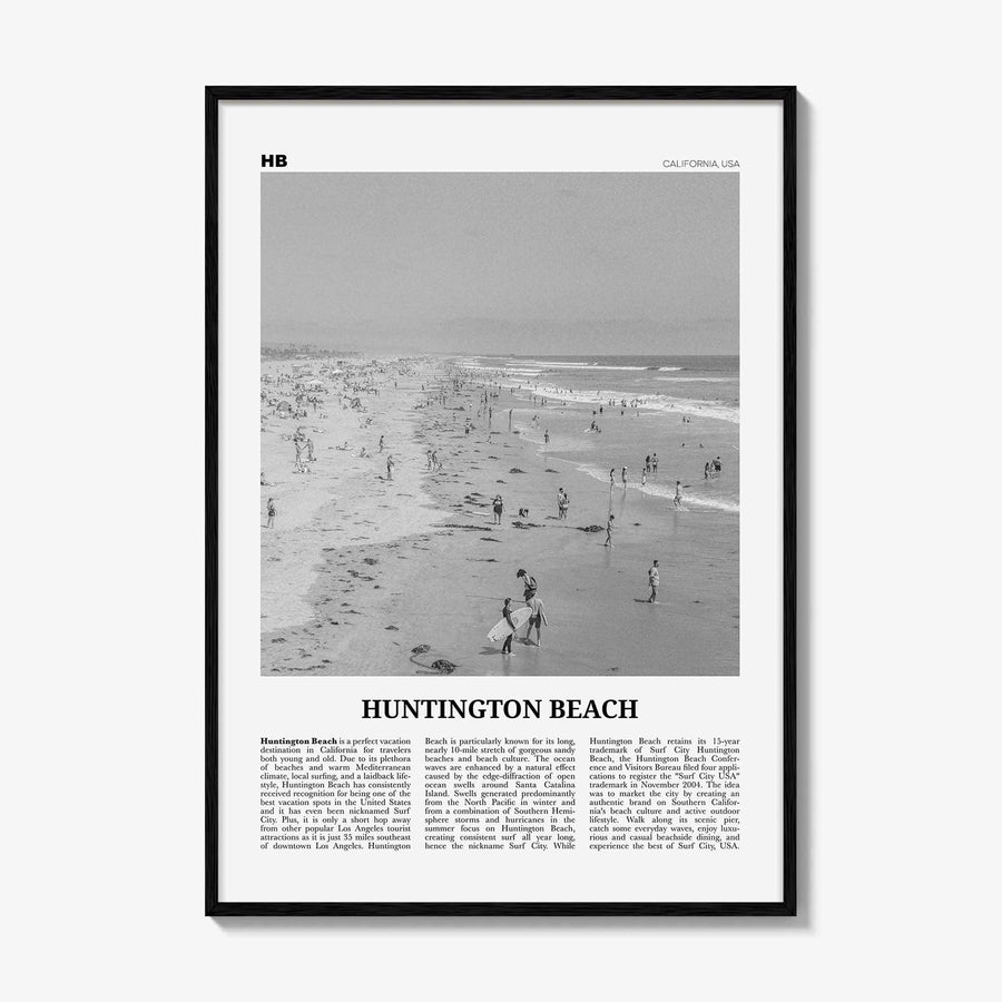 Huntington Beach Print Black and White No 2, Huntington Beach Wall Art, Huntington Beach Poster, Huntington Beach, California, USA