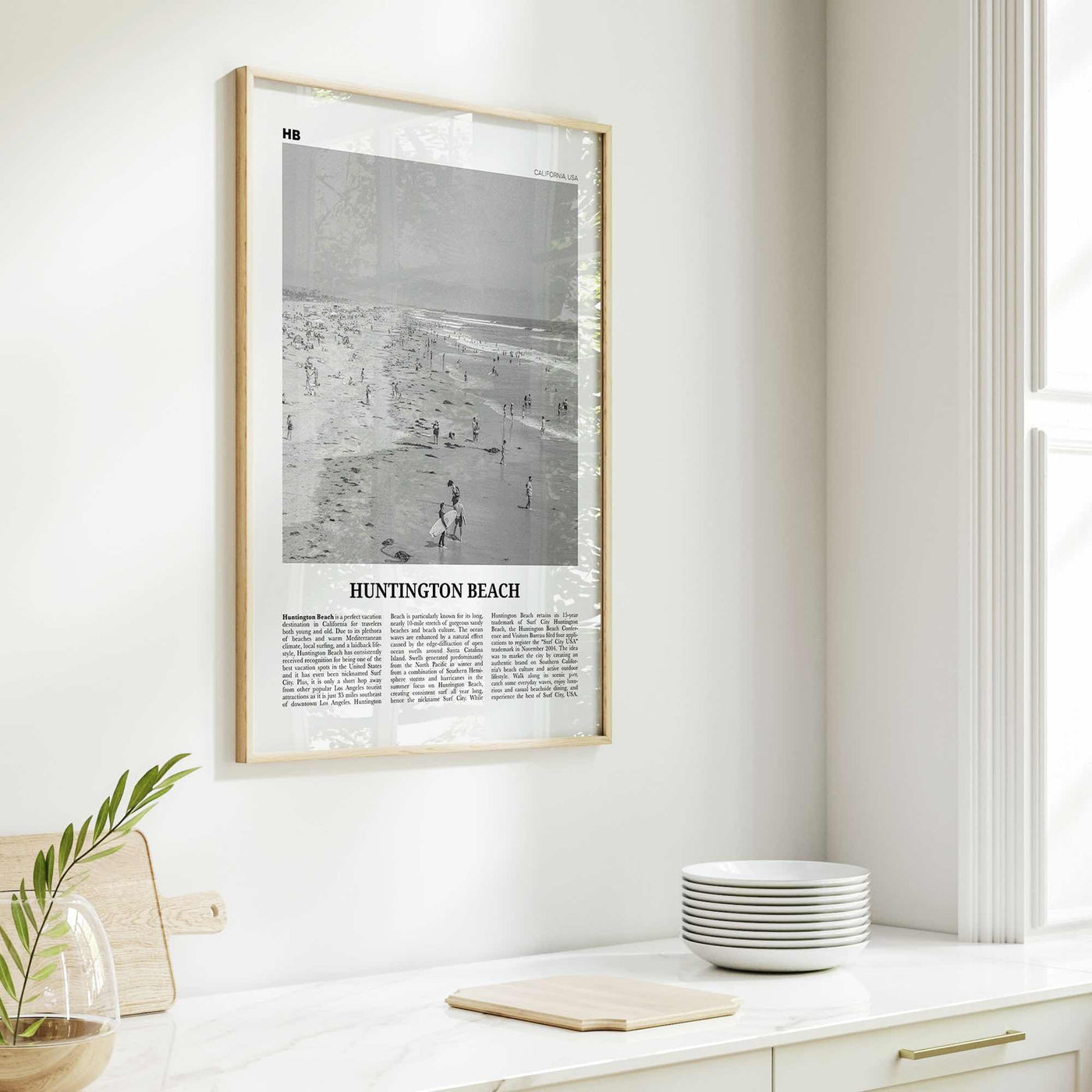 Huntington Beach Print Black and White No 2, Huntington Beach Wall Art, Huntington Beach Poster, Huntington Beach, California, USA