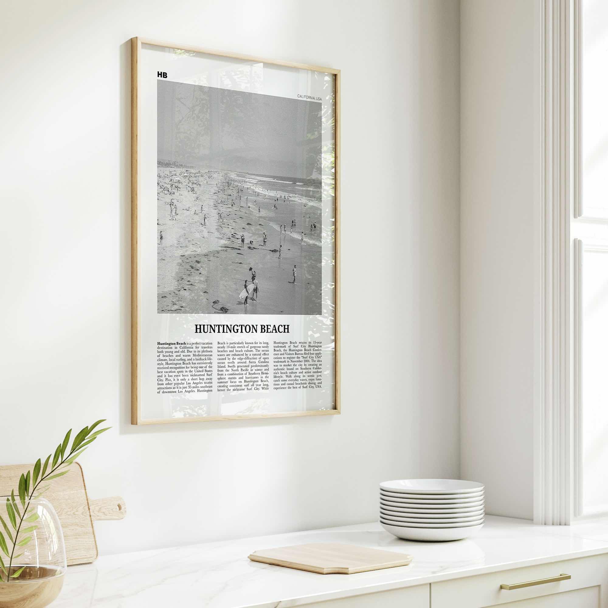 Huntington Beach Print Black and White No 2, Huntington Beach Wall Art, Huntington Beach Poster, Huntington Beach, California, USA
