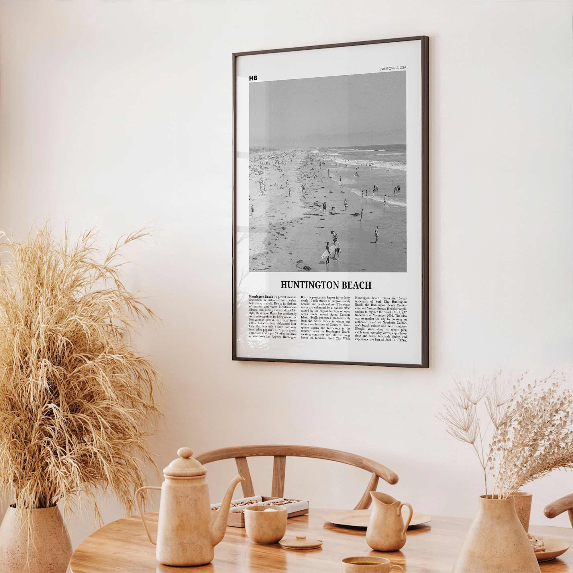 Huntington Beach Print Black and White No 2, Huntington Beach Wall Art, Huntington Beach Poster, Huntington Beach, California, USA