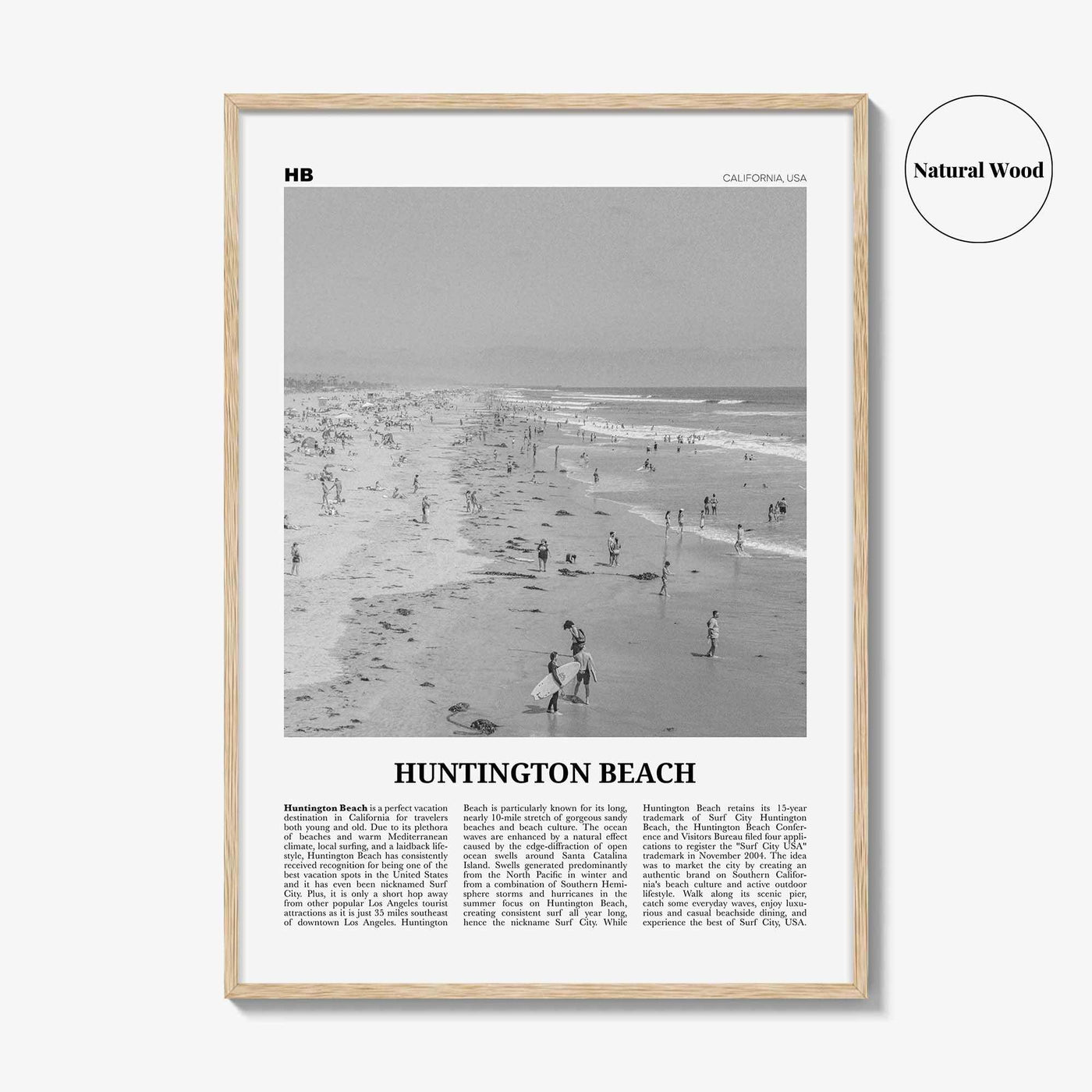 Huntington Beach Print Black and White No 2, Huntington Beach Wall Art, Huntington Beach Poster, Huntington Beach, California, USA