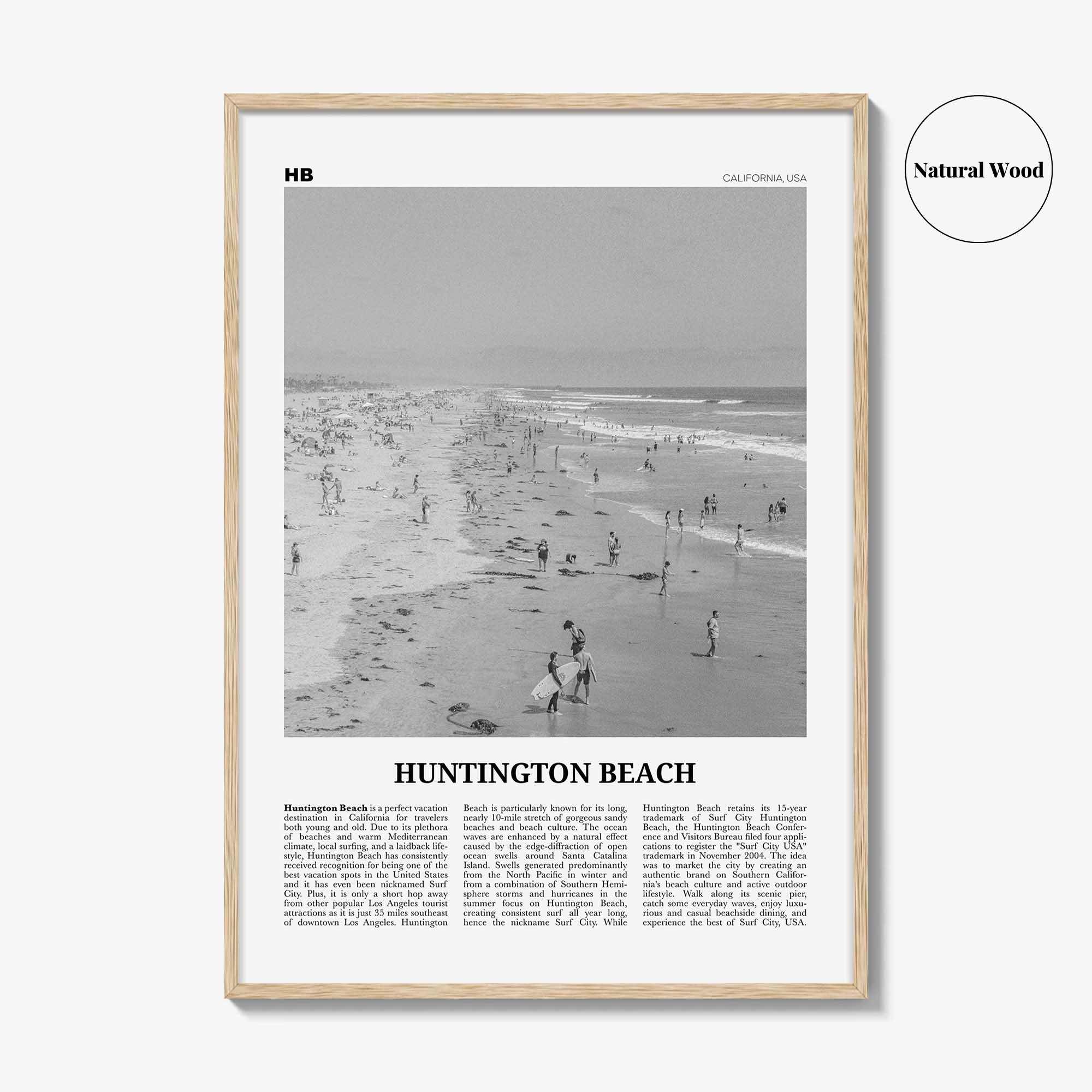 Huntington Beach Print Black and White No 2, Huntington Beach Wall Art, Huntington Beach Poster, Huntington Beach, California, USA