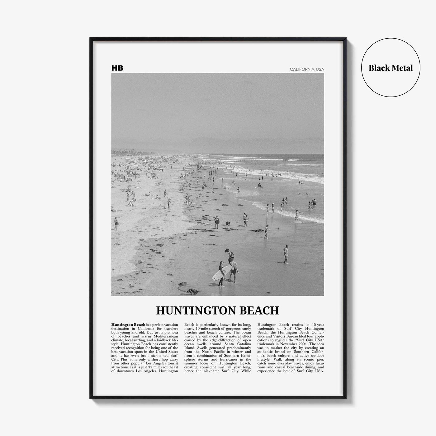 Huntington Beach Print Black and White No 2, Huntington Beach Wall Art, Huntington Beach Poster, Huntington Beach, California, USA