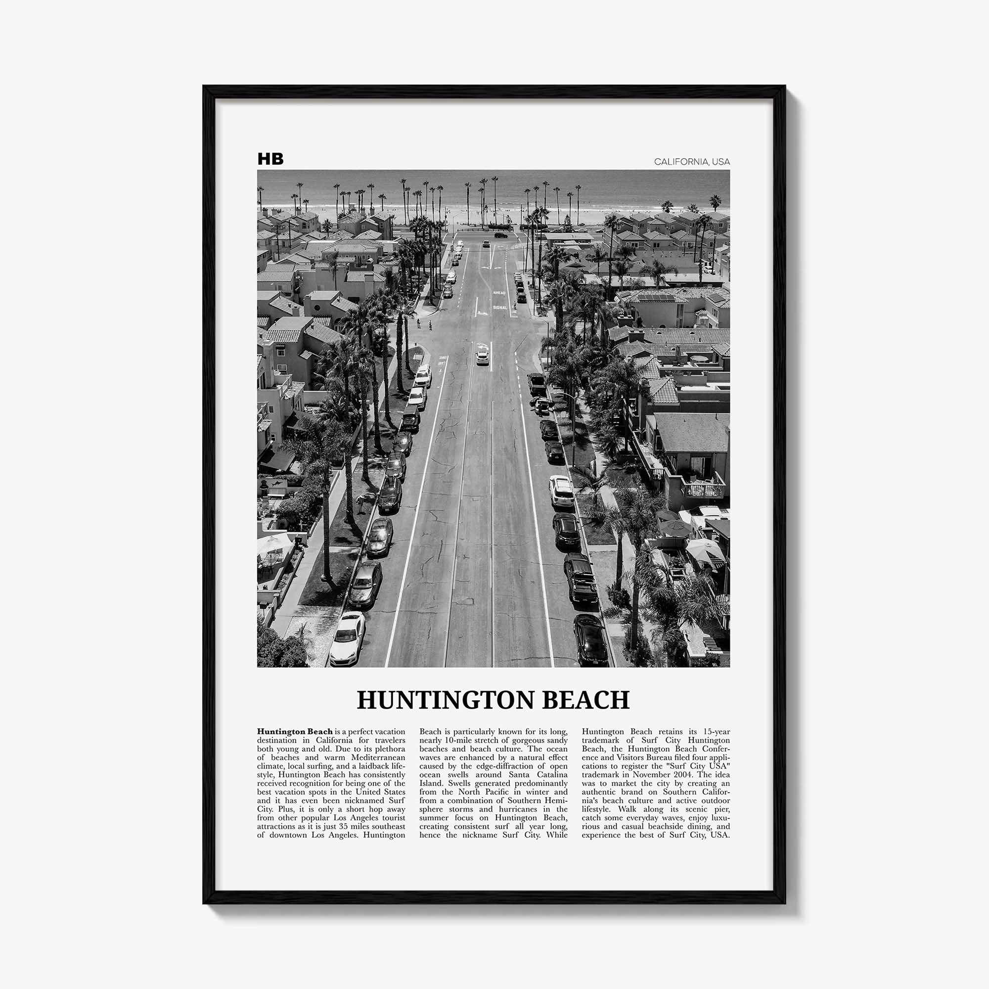 Huntington Beach Print Black and White No 3, Huntington Beach Wall Art, Huntington Beach Poster, Huntington Beach, California, USA