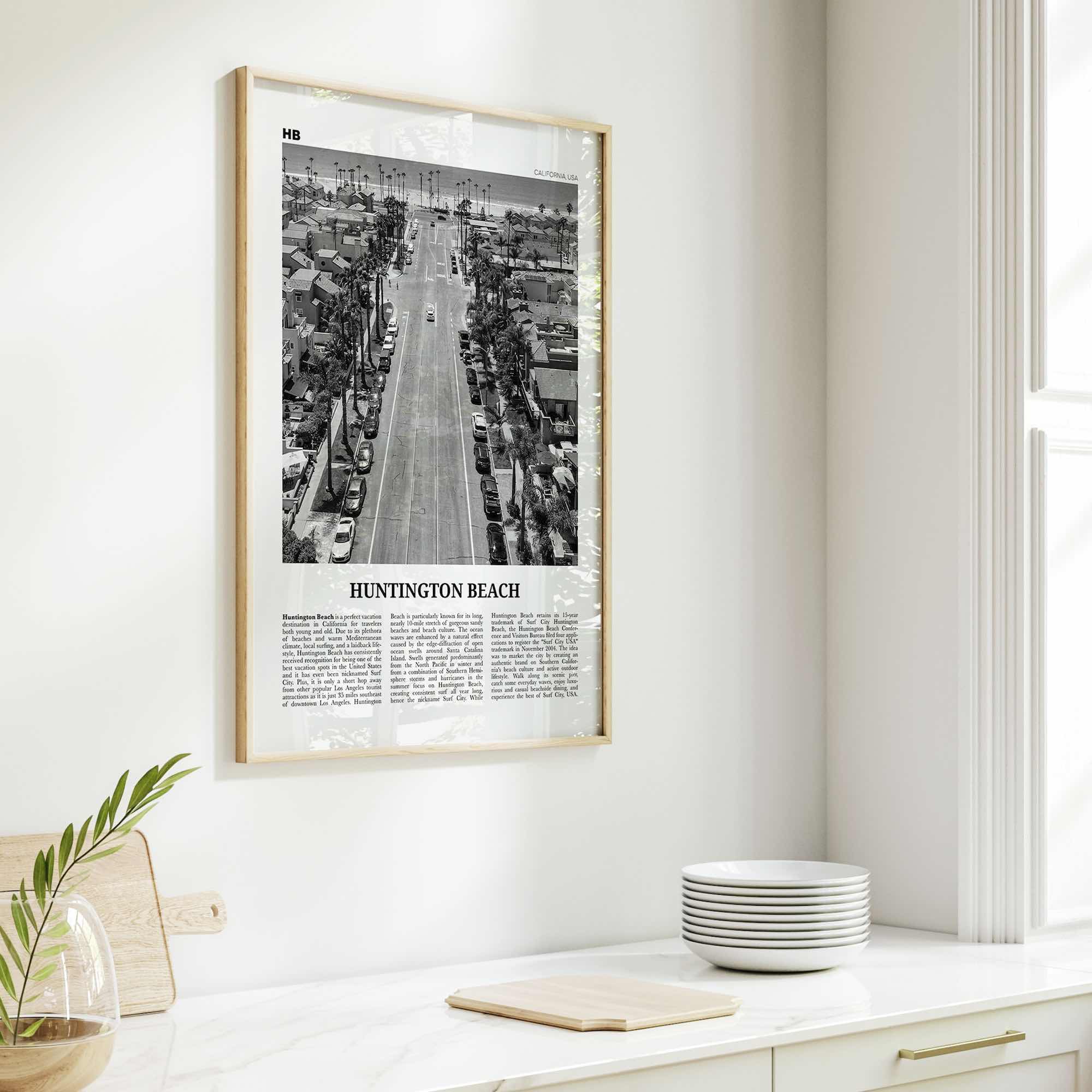 Huntington Beach Print Black and White No 3, Huntington Beach Wall Art, Huntington Beach Poster, Huntington Beach, California, USA