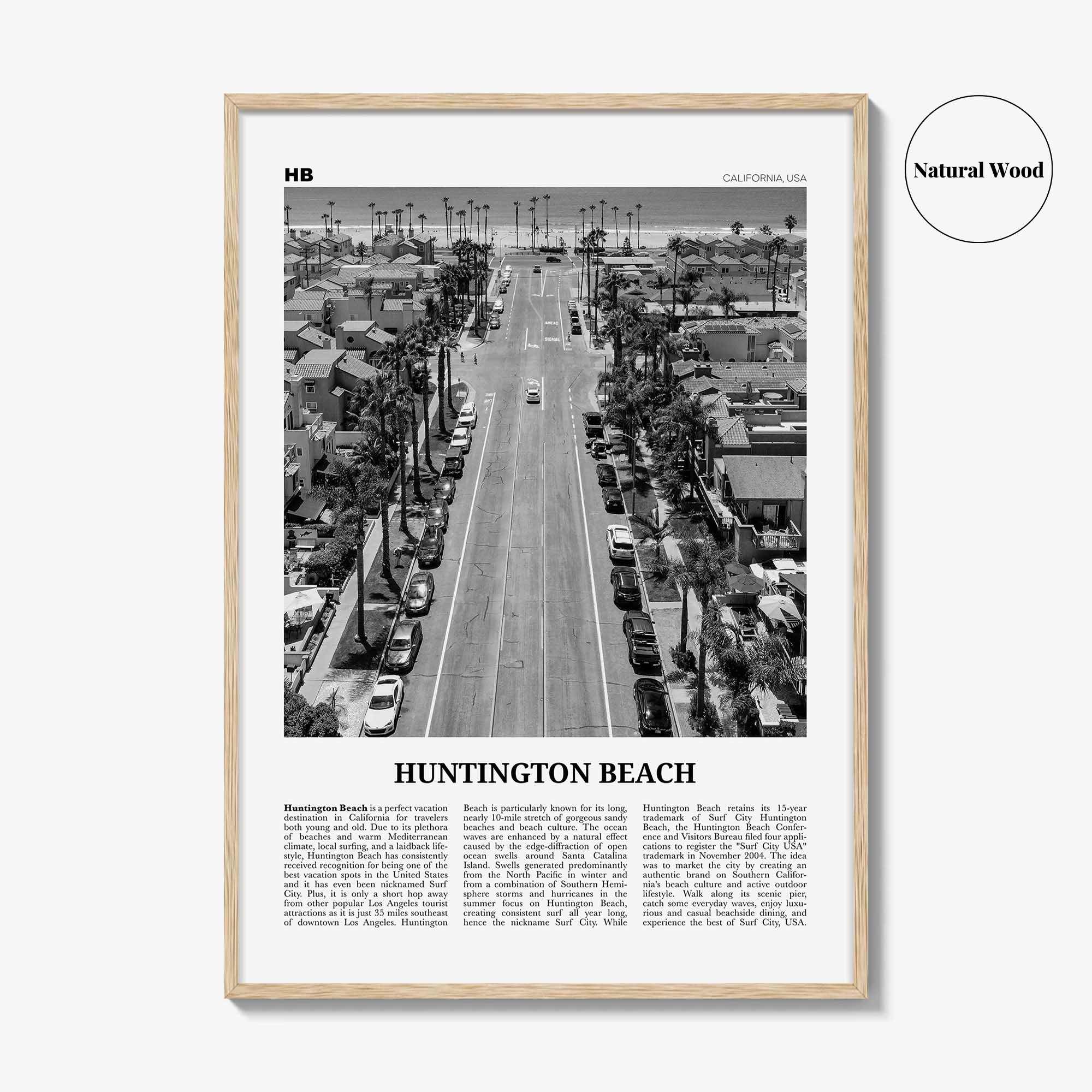 Huntington Beach Print Black and White No 3, Huntington Beach Wall Art, Huntington Beach Poster, Huntington Beach, California, USA