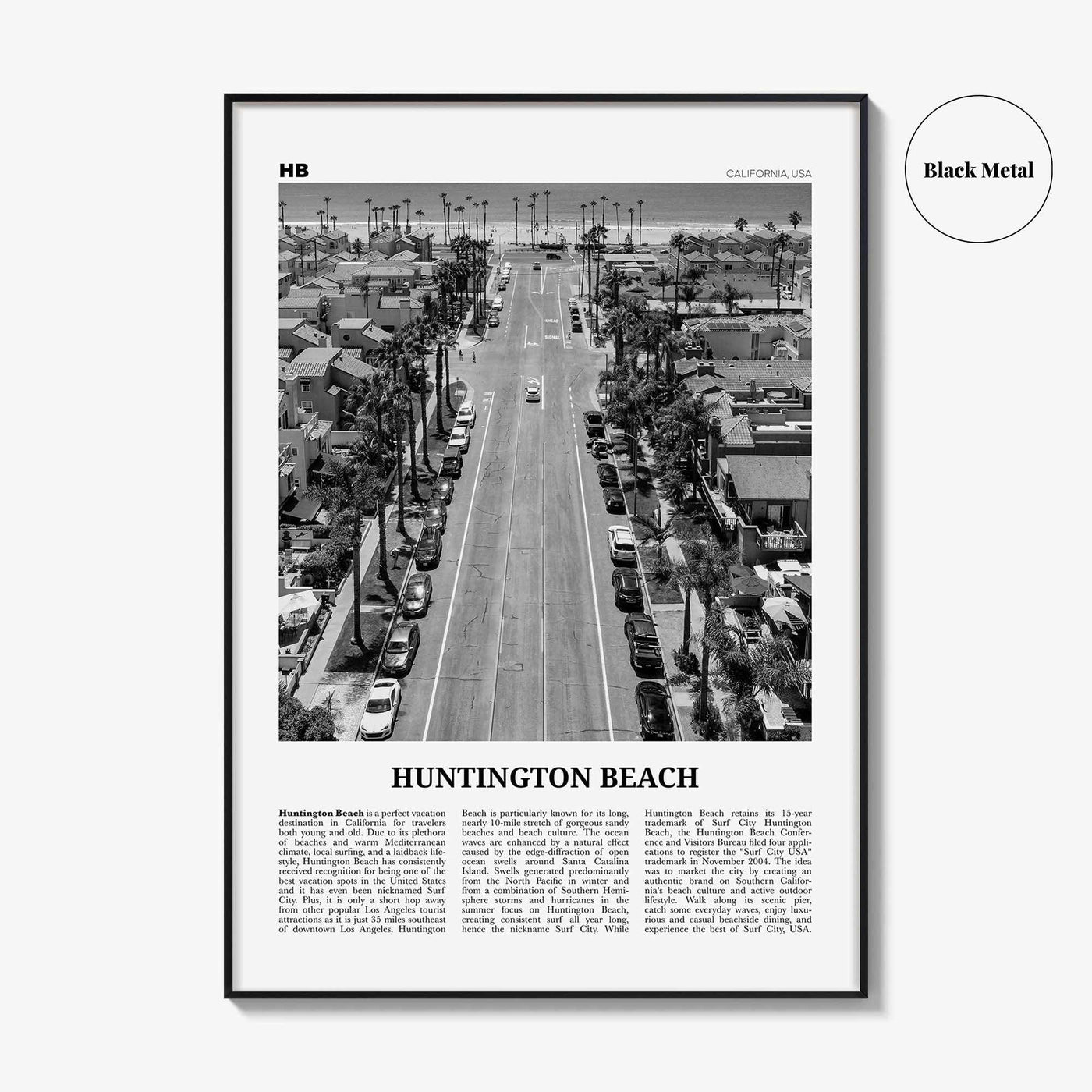 Huntington Beach Print Black and White No 3, Huntington Beach Wall Art, Huntington Beach Poster, Huntington Beach, California, USA