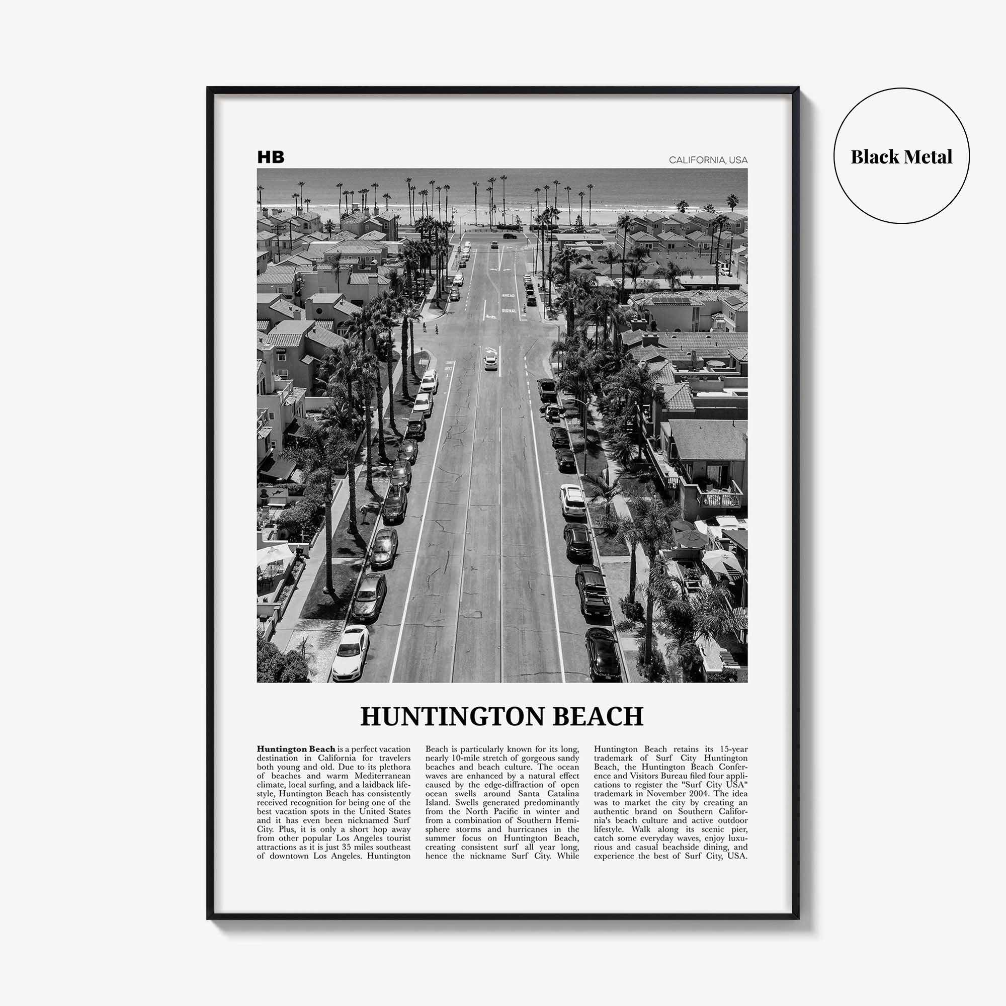 Huntington Beach Print Black and White No 3, Huntington Beach Wall Art, Huntington Beach Poster, Huntington Beach, California, USA