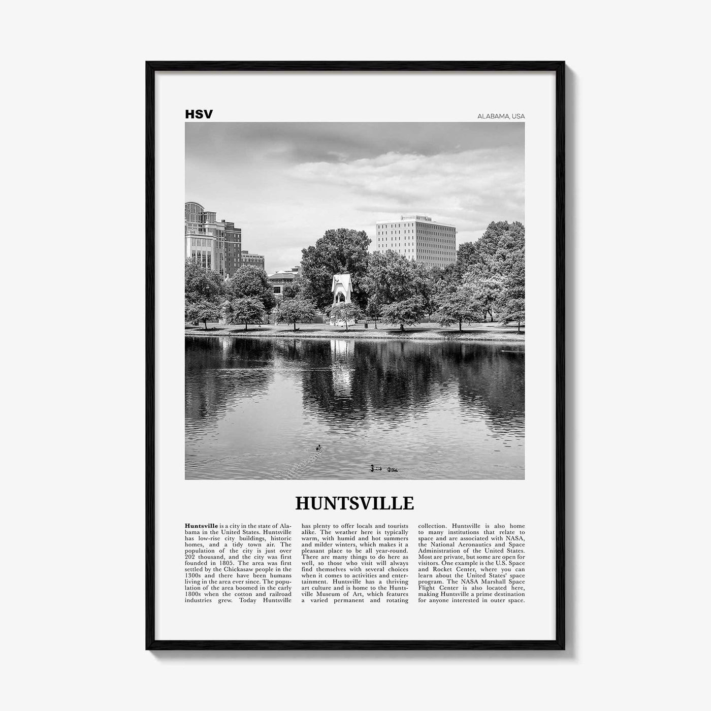 Huntsville Print Black and White, Huntsville Wall Art, Huntsville Poster, Huntsville Photo, Huntsville Wall Décor, Alabama, USA