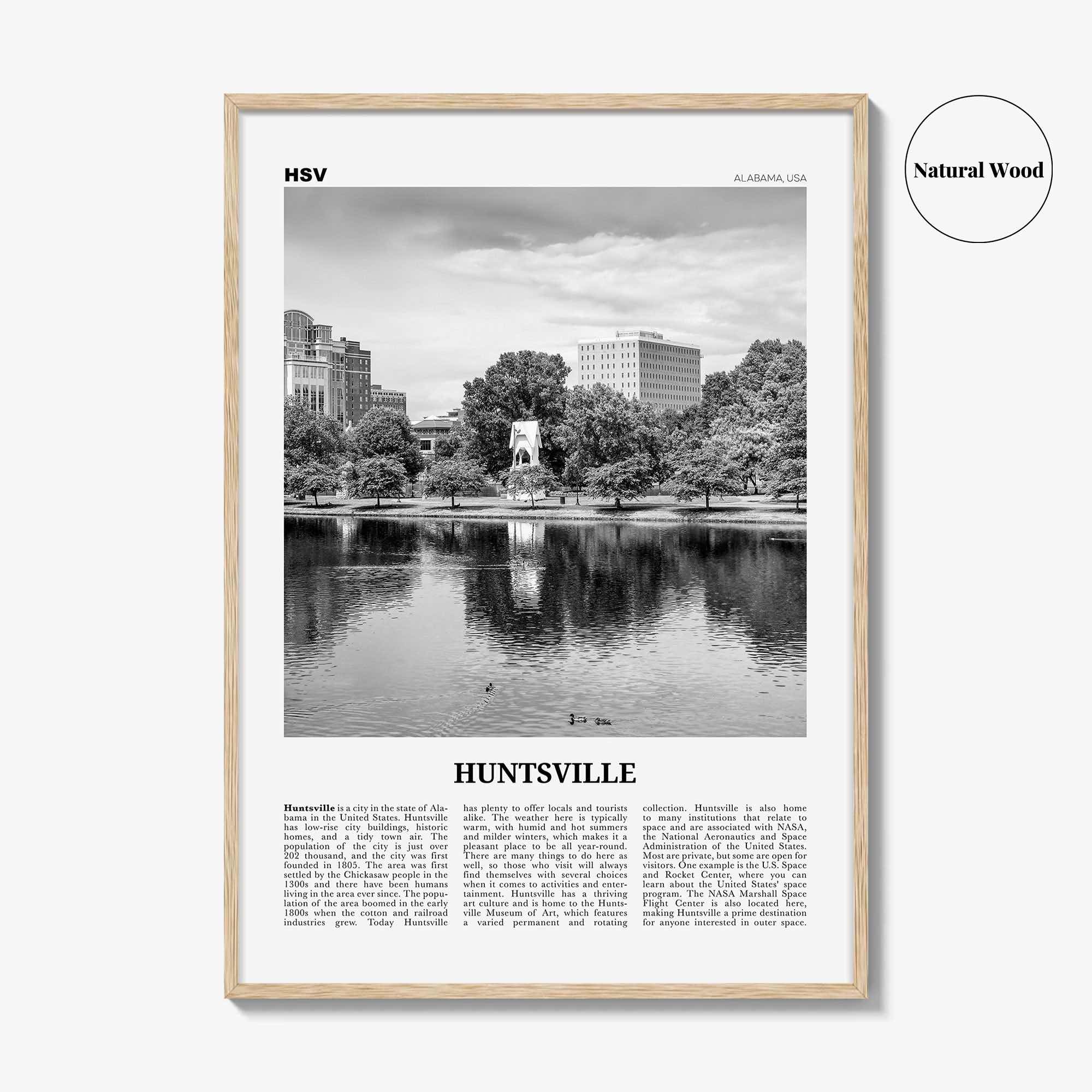Huntsville Print Black and White, Huntsville Wall Art, Huntsville Poster, Huntsville Photo, Huntsville Wall Décor, Alabama, USA