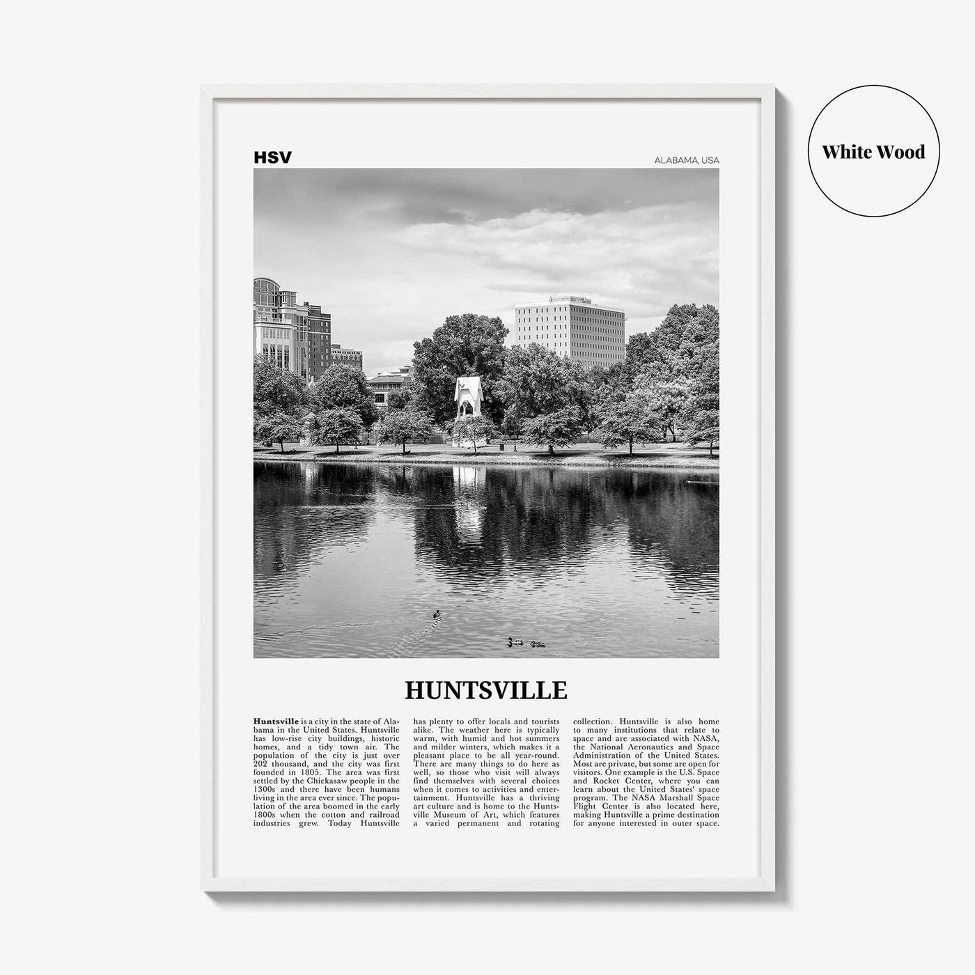 Huntsville Print Black and White, Huntsville Wall Art, Huntsville Poster, Huntsville Photo, Huntsville Wall Décor, Alabama, USA