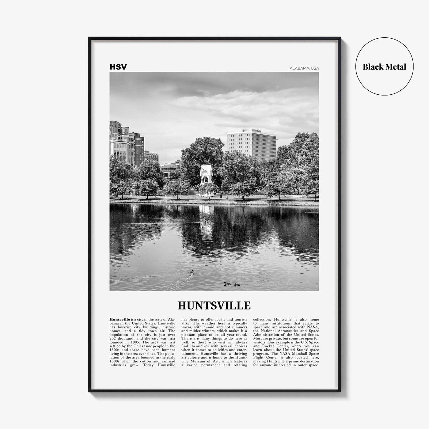 Huntsville Print Black and White, Huntsville Wall Art, Huntsville Poster, Huntsville Photo, Huntsville Wall Décor, Alabama, USA
