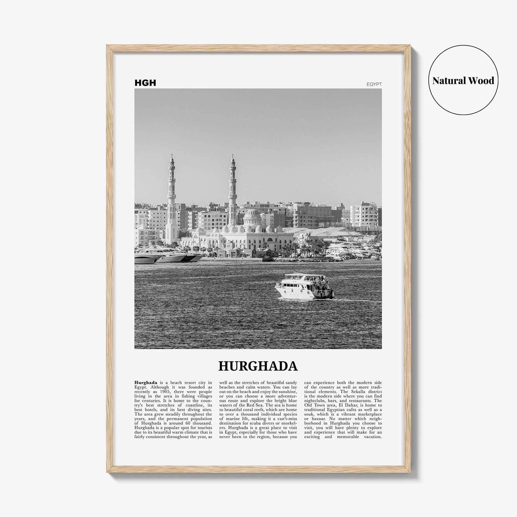 Hurghada Print Black and White, Hurghada Wall Art, Hurghada Poster, Hurghada Photo, Hurghada Wall Décor, Egypt, الغردقة