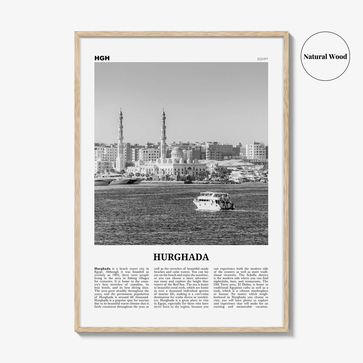 Hurghada Print Black and White, Hurghada Wall Art, Hurghada Poster, Hurghada Photo, Hurghada Wall Décor, Egypt, الغردقة