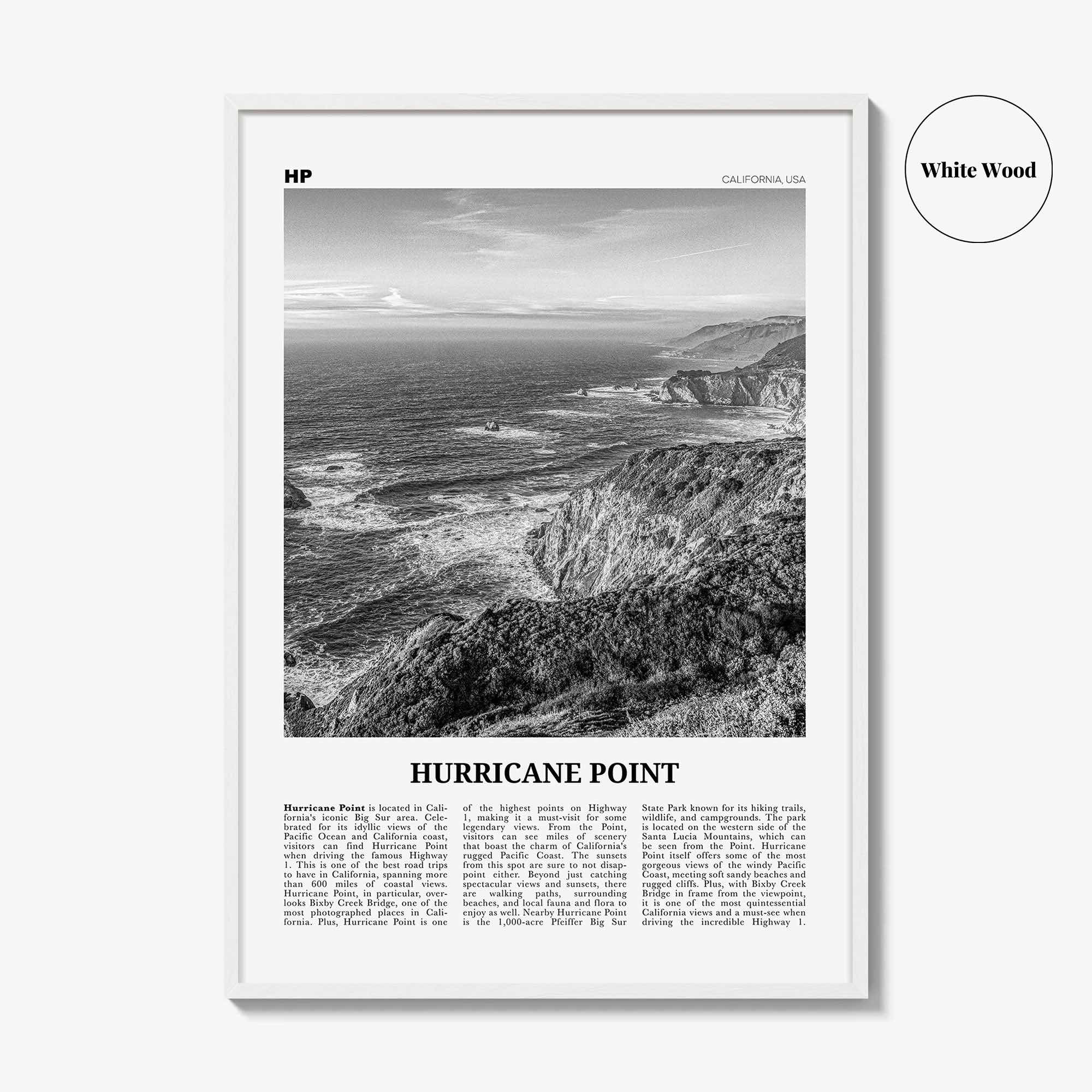 Hurricane Point Print Black and White, Hurricane Point Wall Art, Hurricane Point Poster, Hurricane Point Photo, Hurricane Point Wall Décor