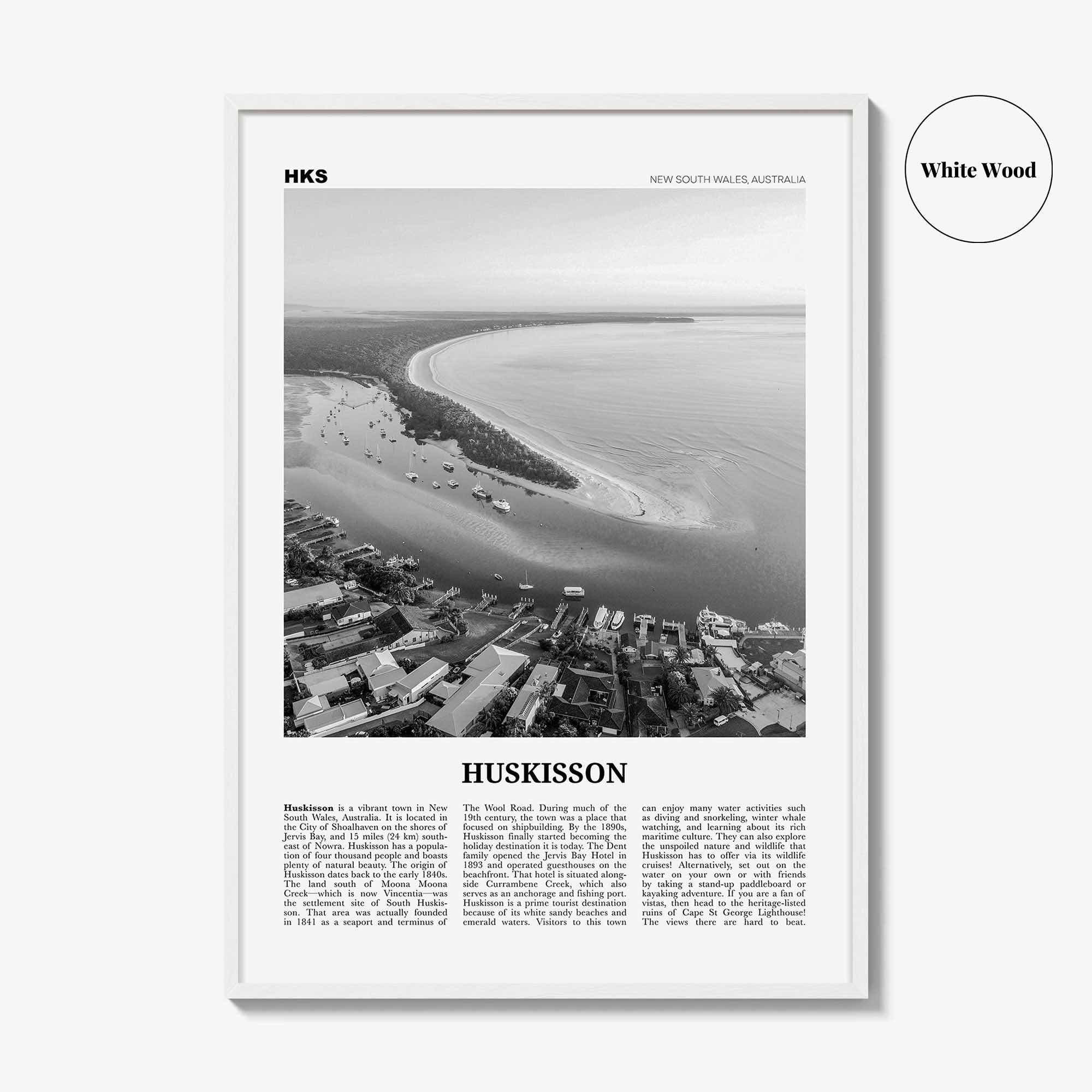 Huskisson Print Black and White, Huskisson Wall Art, Huskisson Poster, Huskisson Photo, Huskisson Wall Décor, New South Wales, Australia