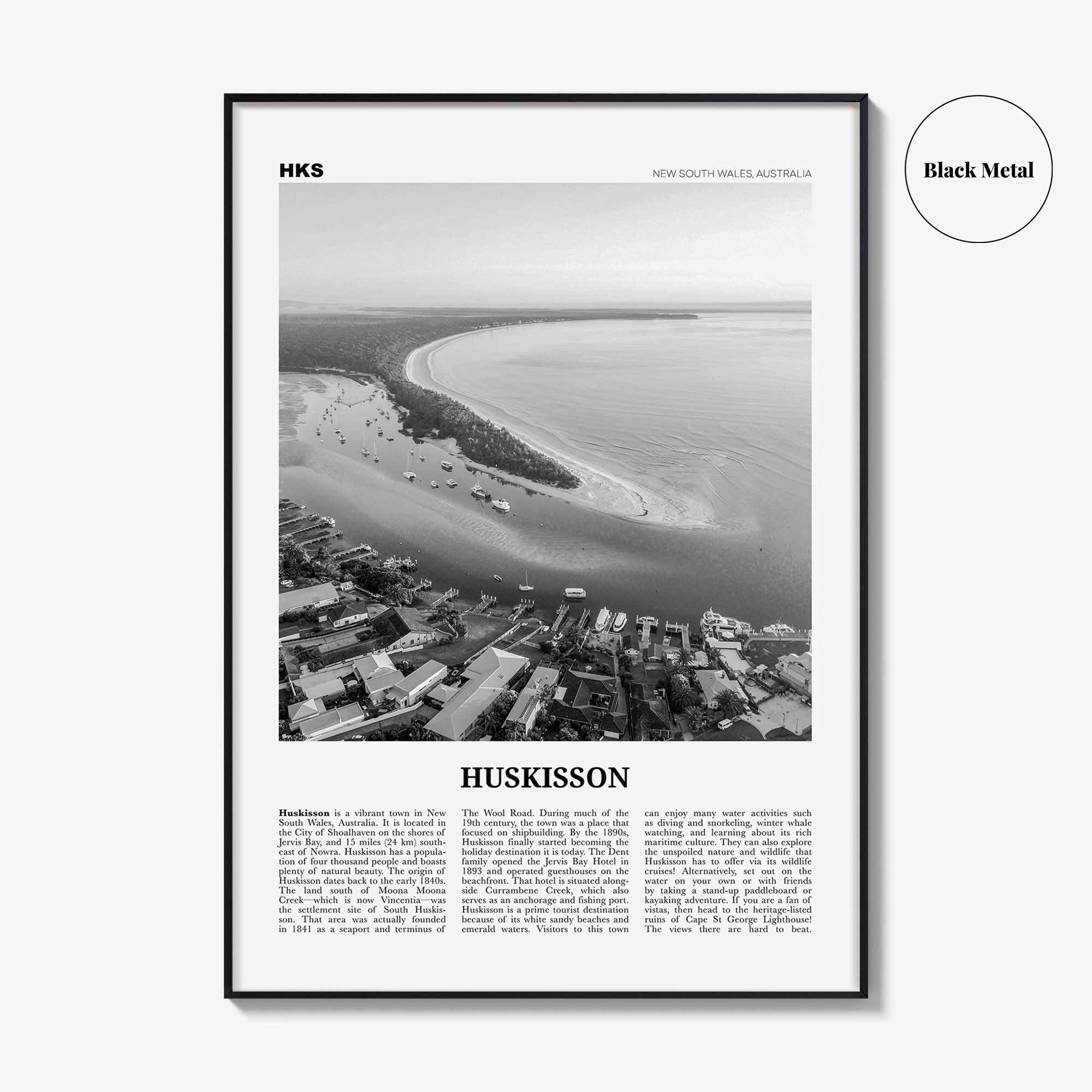 Huskisson Print Black and White, Huskisson Wall Art, Huskisson Poster, Huskisson Photo, Huskisson Wall Décor, New South Wales, Australia