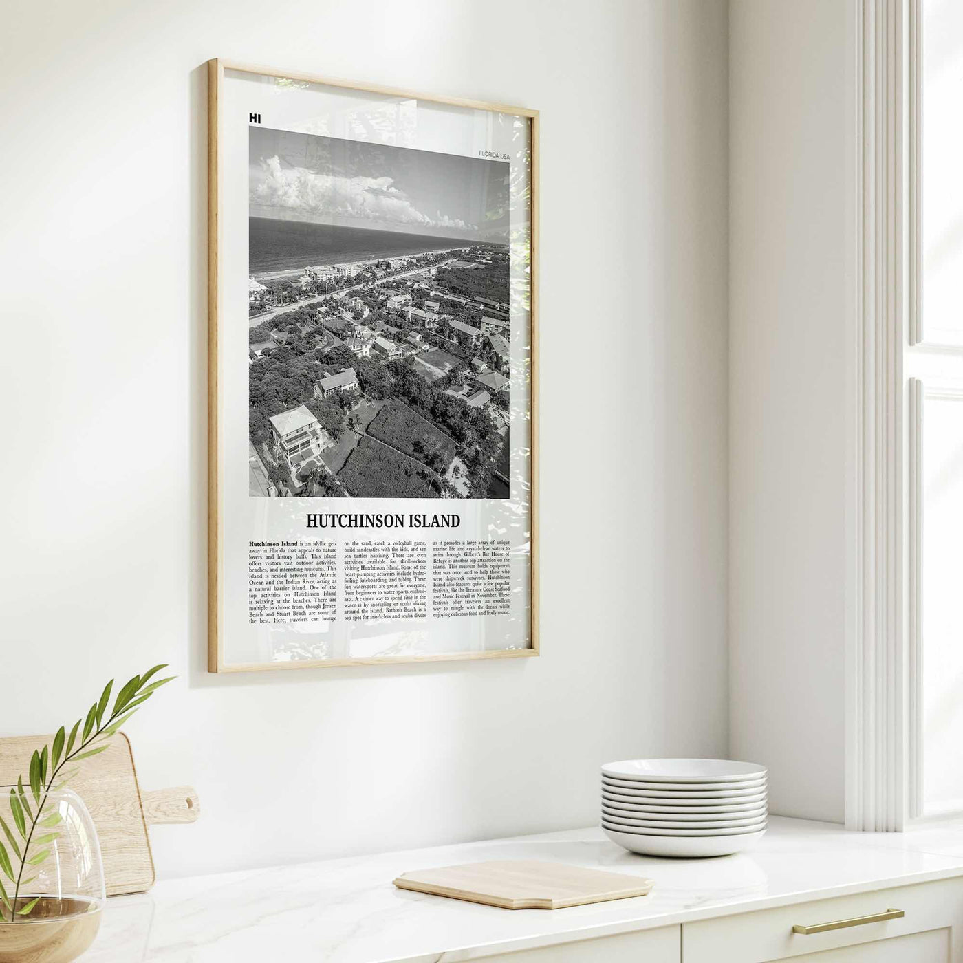 Hutchinson Island Print Black and White, Hutchinson Island Wall Art, Hutchinson Island Poster, Hutchinson Island Photo, Hutchinson Map