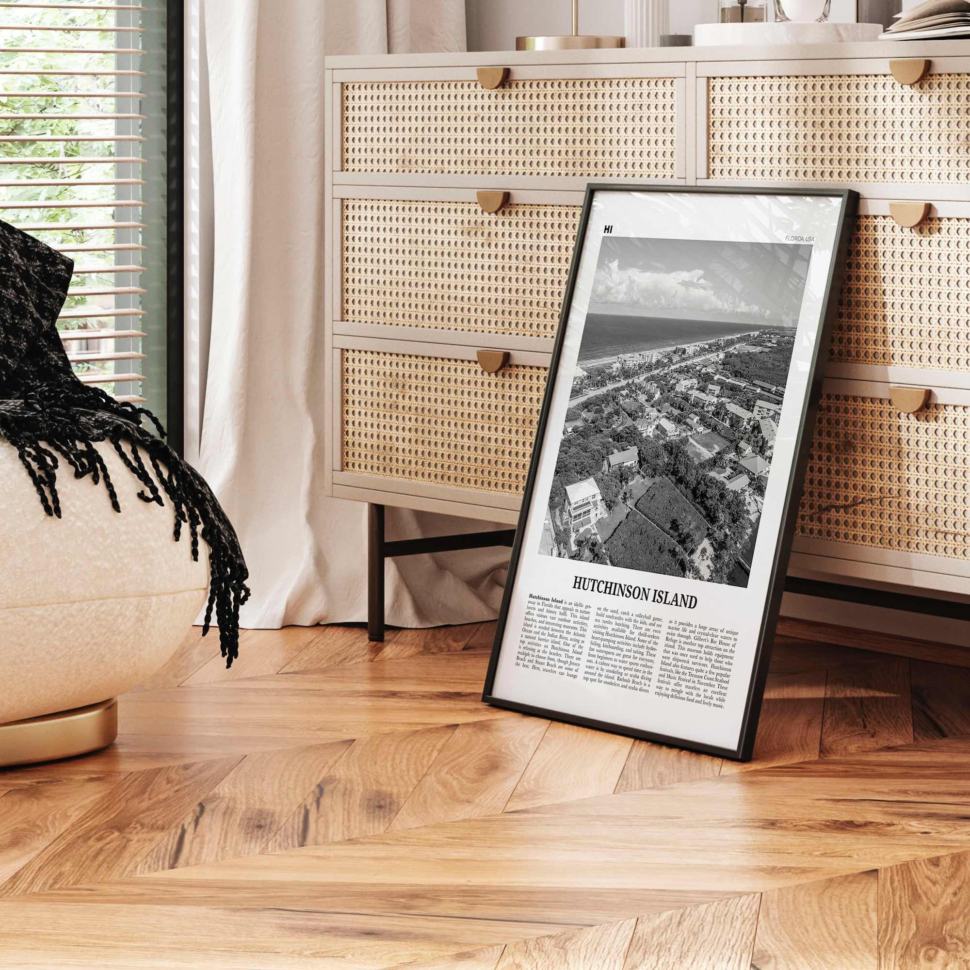 Hutchinson Island Print Black and White, Hutchinson Island Wall Art, Hutchinson Island Poster, Hutchinson Island Photo, Hutchinson Map