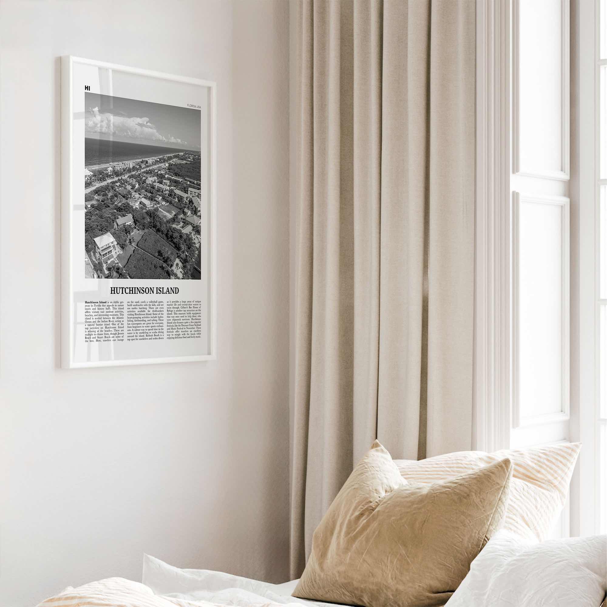 Hutchinson Island Print Black and White, Hutchinson Island Wall Art, Hutchinson Island Poster, Hutchinson Island Photo, Hutchinson Map