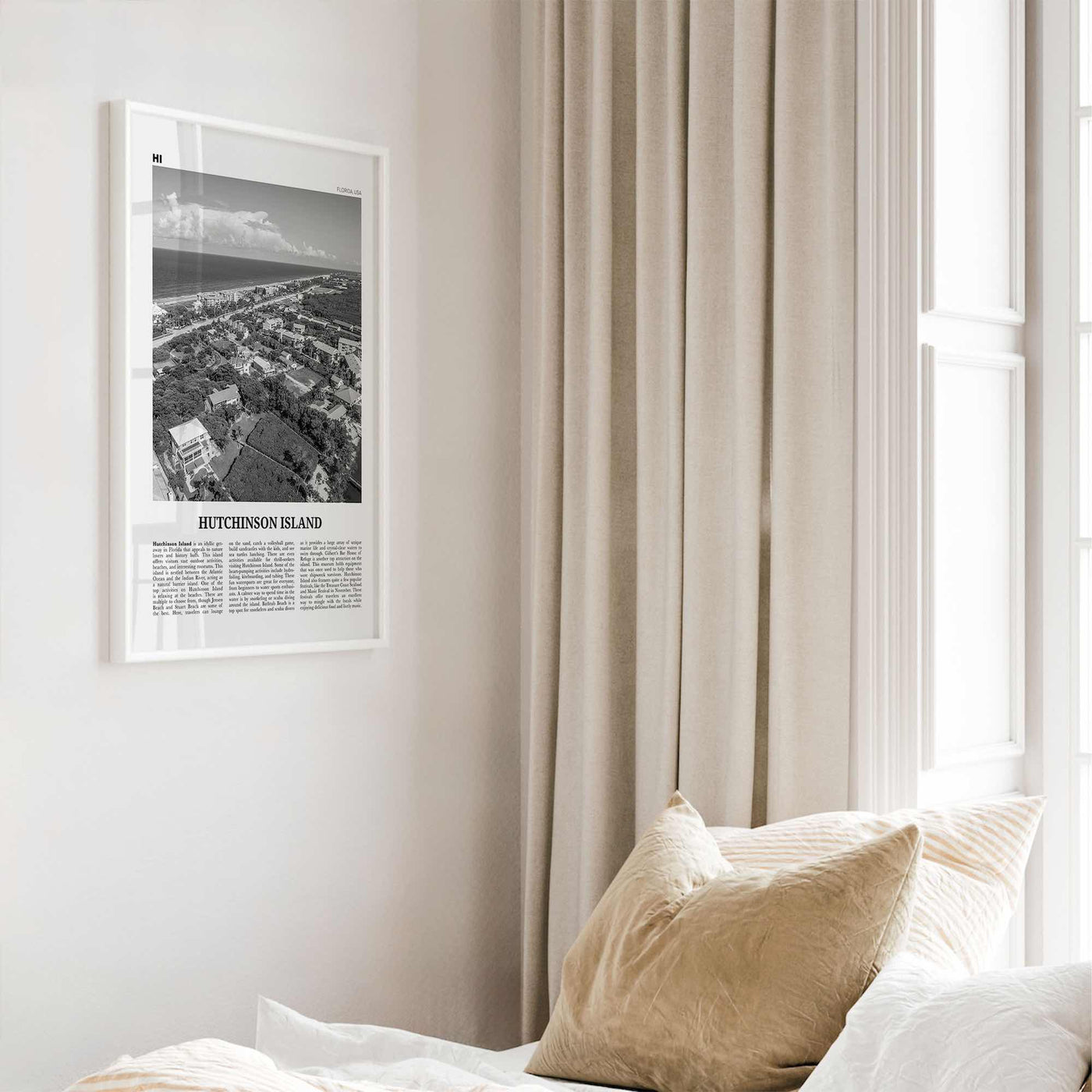 Hutchinson Island Print Black and White, Hutchinson Island Wall Art, Hutchinson Island Poster, Hutchinson Island Photo, Hutchinson Map