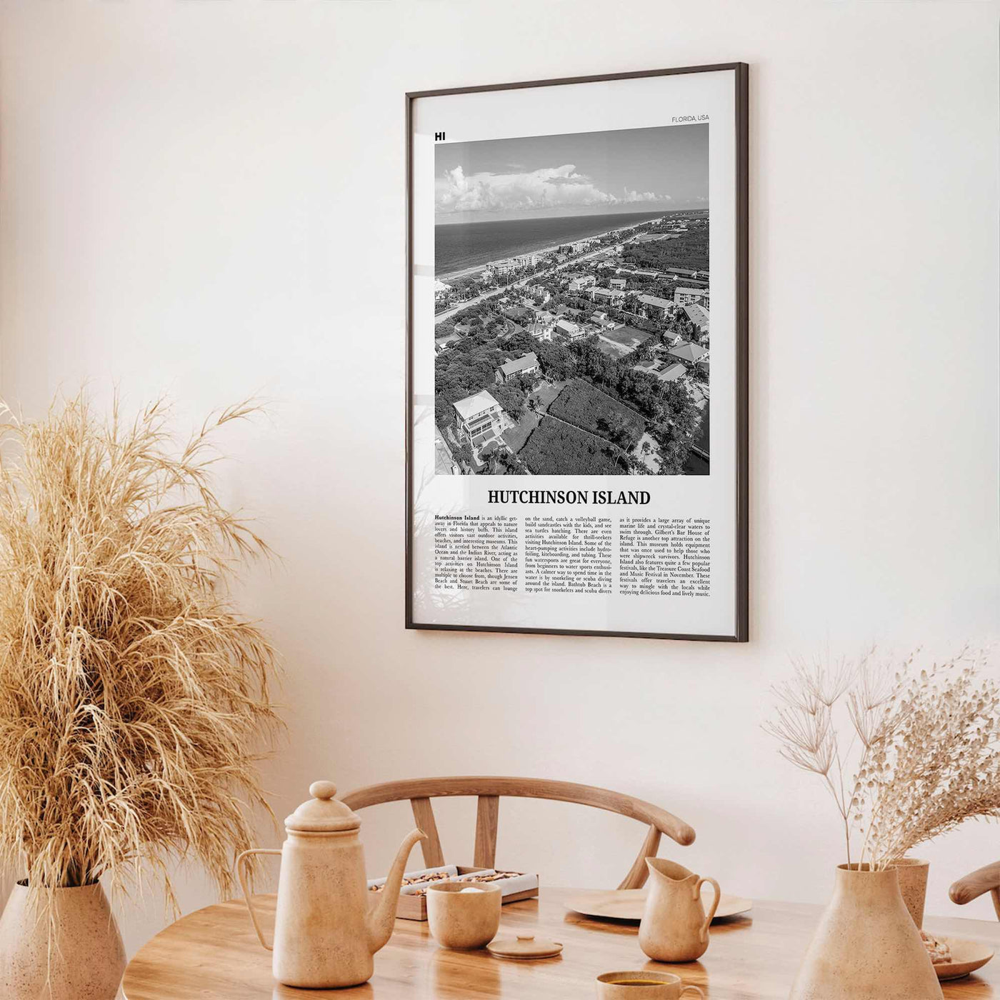 Hutchinson Island Print Black and White, Hutchinson Island Wall Art, Hutchinson Island Poster, Hutchinson Island Photo, Hutchinson Map