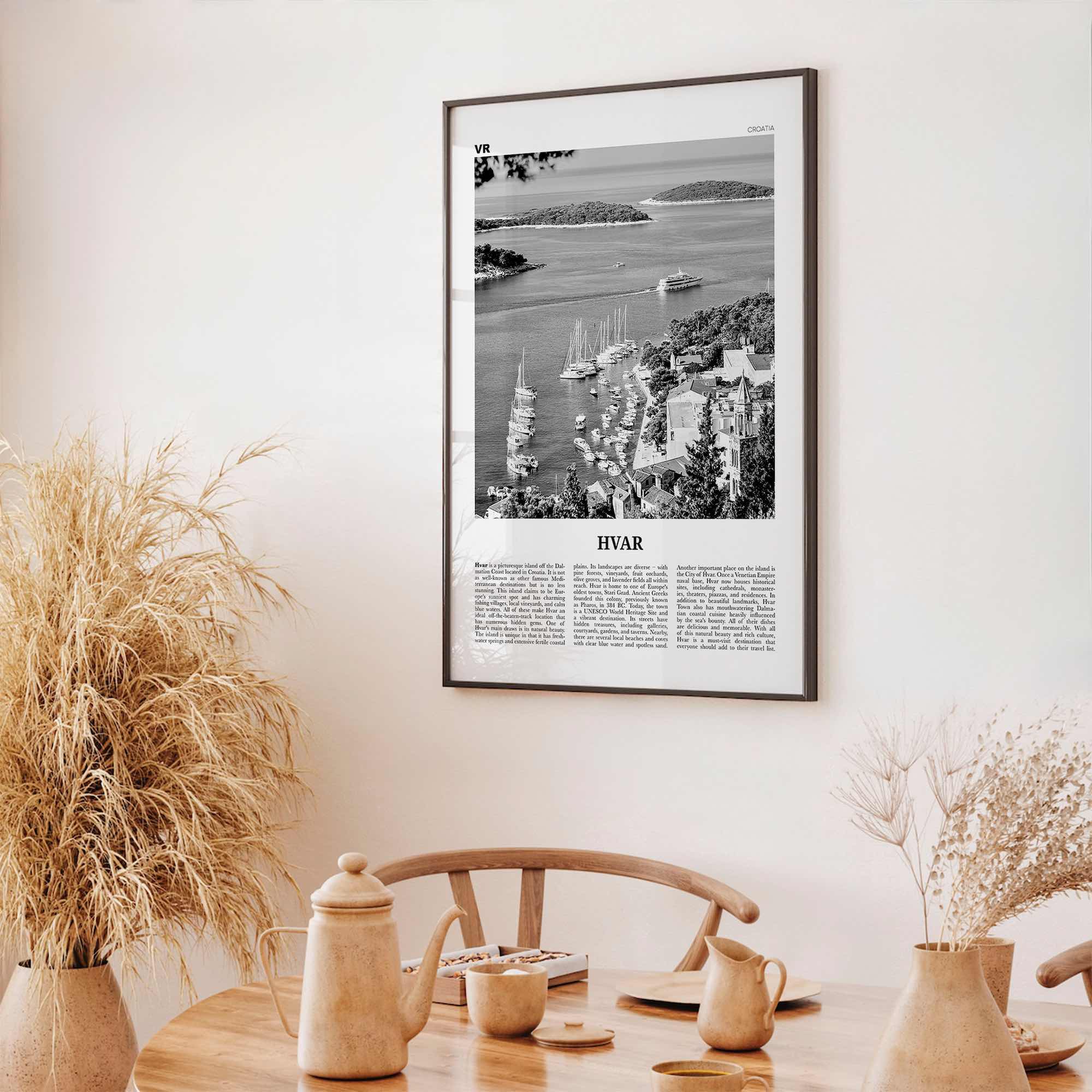 Hvar Print Black and White, Hvar Wall Art, Hvar Poster, Hvar Photo, Hvar Wall Décor, Split Dalmatia, Hrvatska, Croatia