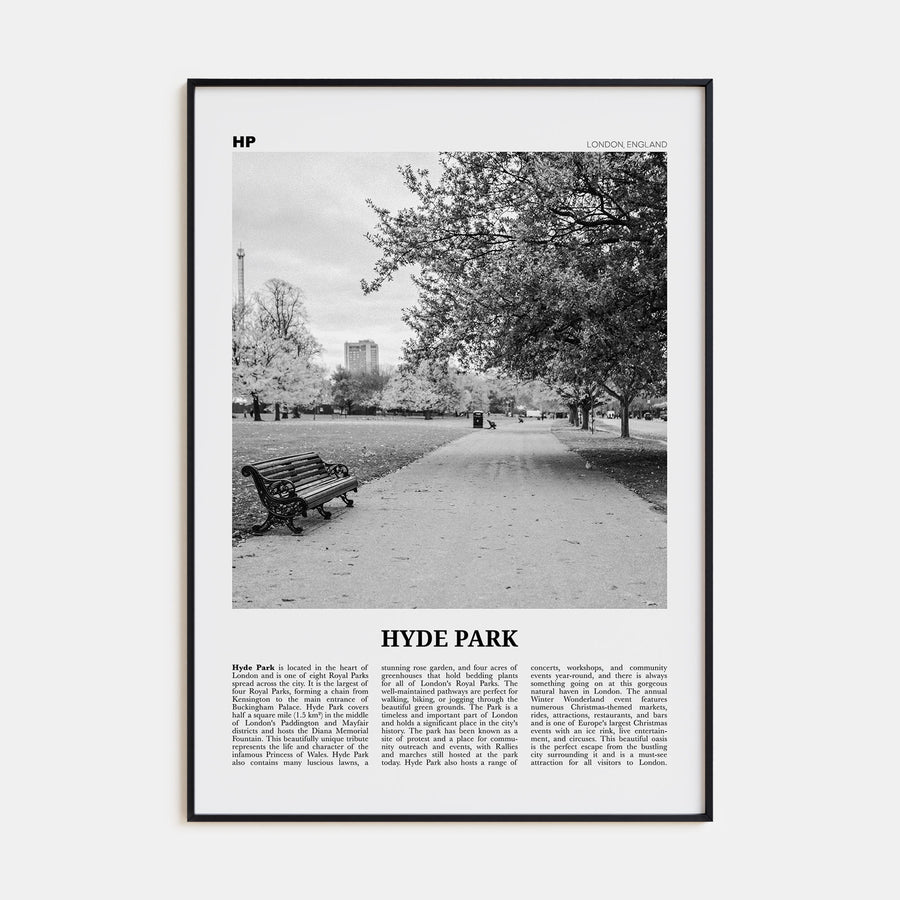 Hyde Park Travel B&W Poster