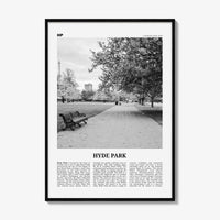 Hyde Park Print Black and White, Hyde Park Wall Art, Hyde Park Poster, Hyde Park Photo, Hyde Park Map, London, England, UK United Kingdom