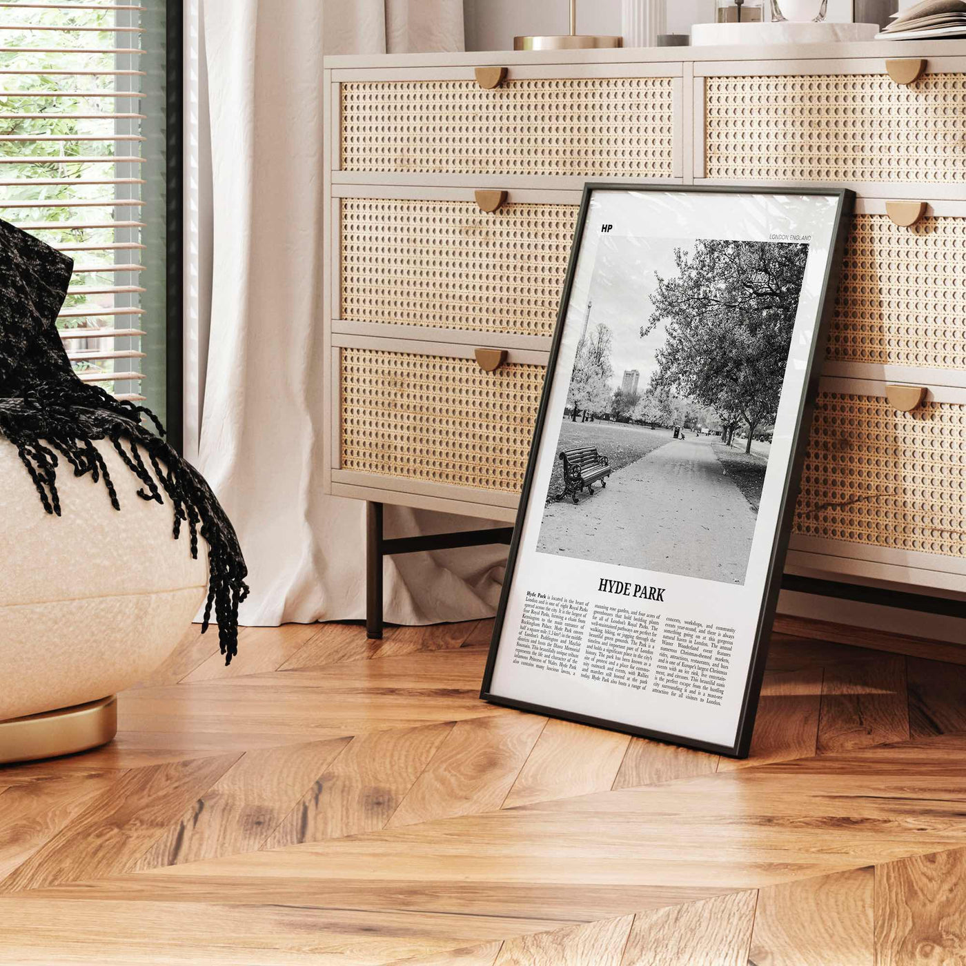 Hyde Park Print Black and White, Hyde Park Wall Art, Hyde Park Poster, Hyde Park Photo, Hyde Park Map, London, England, UK United Kingdom