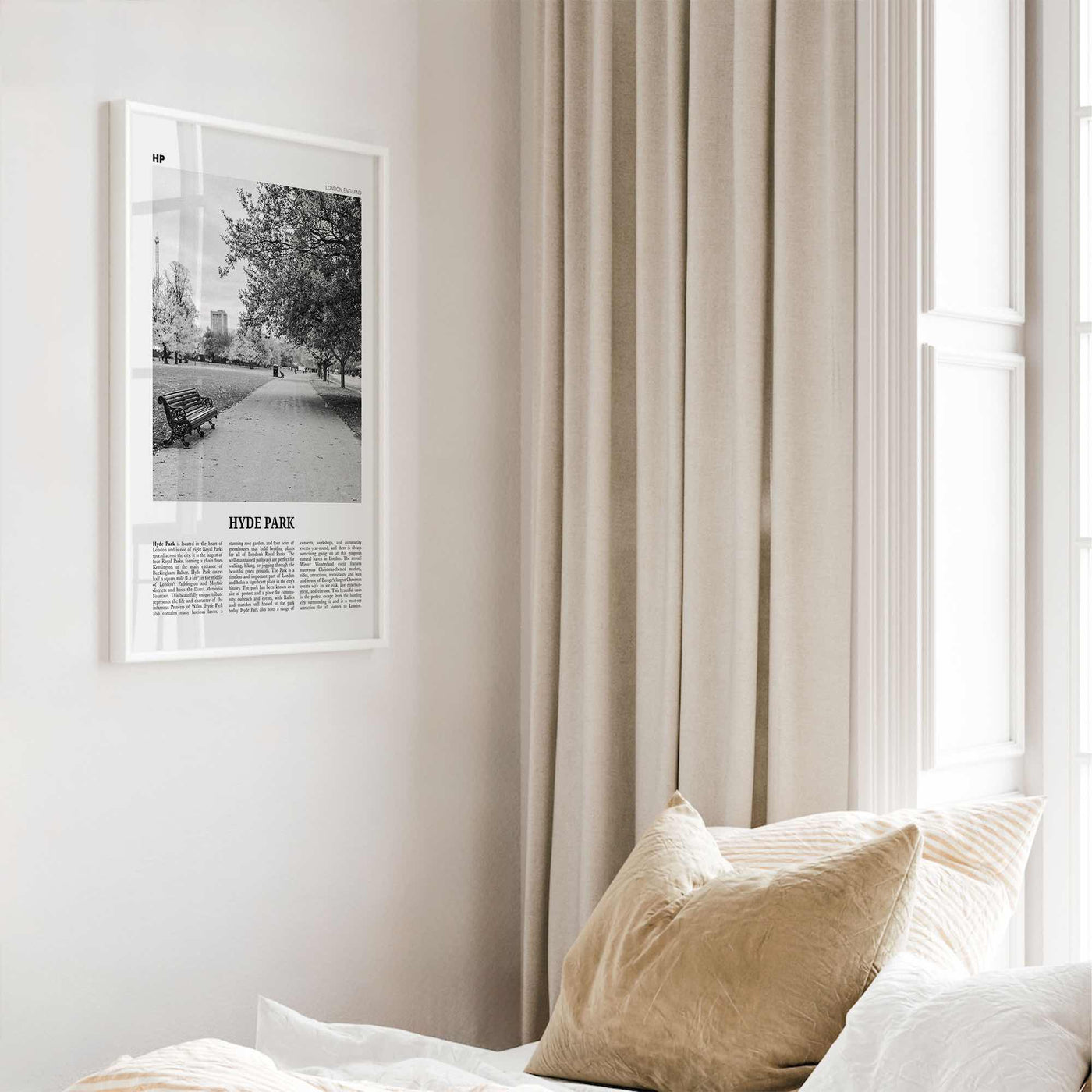 Hyde Park Print Black and White, Hyde Park Wall Art, Hyde Park Poster, Hyde Park Photo, Hyde Park Map, London, England, UK United Kingdom