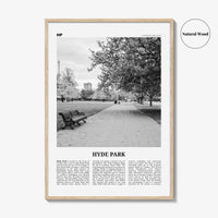 Hyde Park Print Black and White, Hyde Park Wall Art, Hyde Park Poster, Hyde Park Photo, Hyde Park Map, London, England, UK United Kingdom