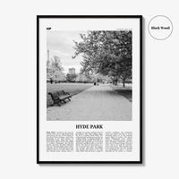 Hyde Park Print Black and White, Hyde Park Wall Art, Hyde Park Poster, Hyde Park Photo, Hyde Park Map, London, England, UK United Kingdom