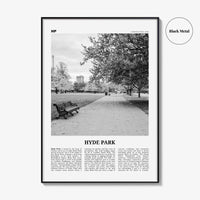 Hyde Park Print Black and White, Hyde Park Wall Art, Hyde Park Poster, Hyde Park Photo, Hyde Park Map, London, England, UK United Kingdom