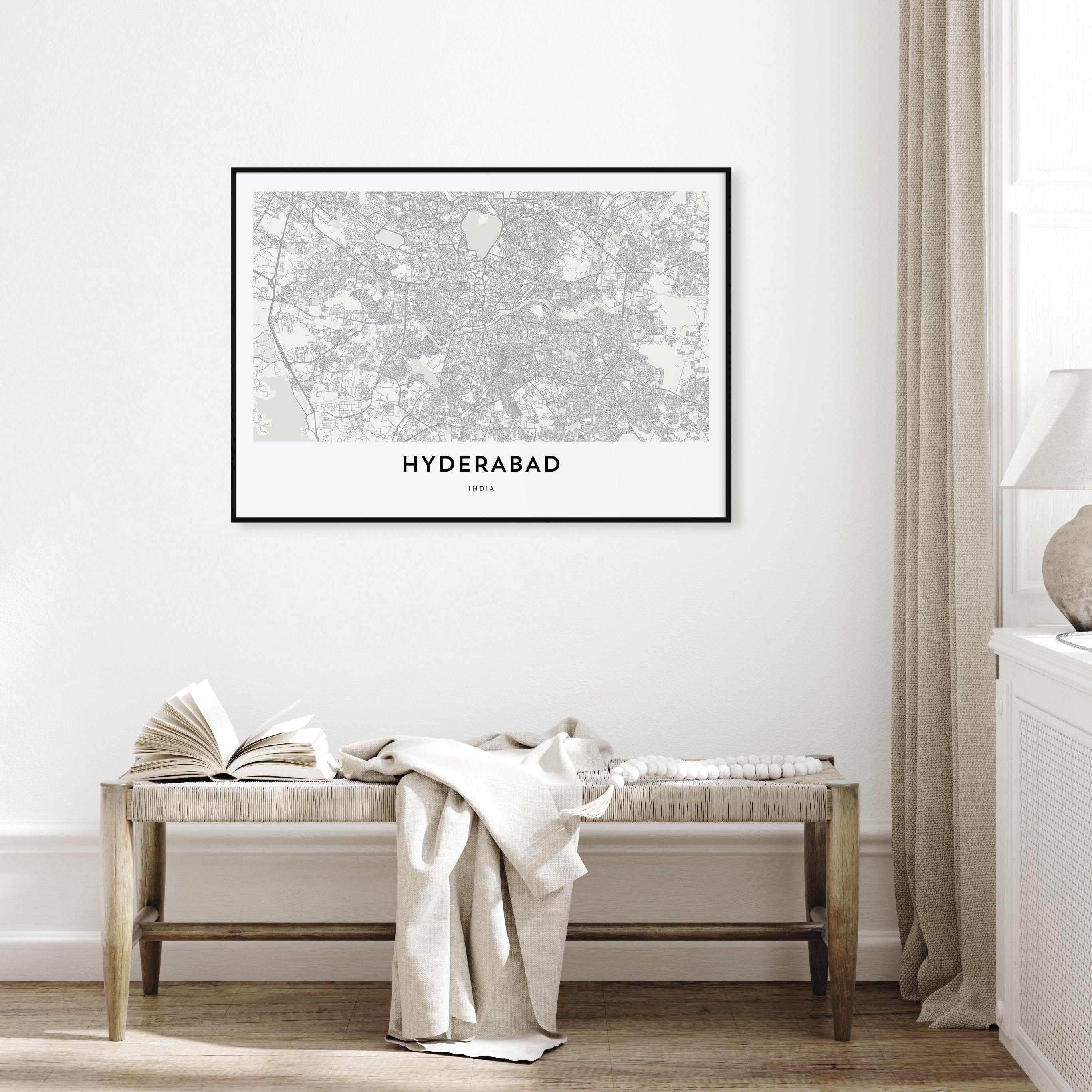 Hyderabad Map Landscape Poster