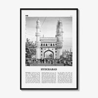 Hyderabad Print Black and White, Hyderabad Wall Art, Hyderabad Poster, Hyderabad Photo, Hyderabad Map, India